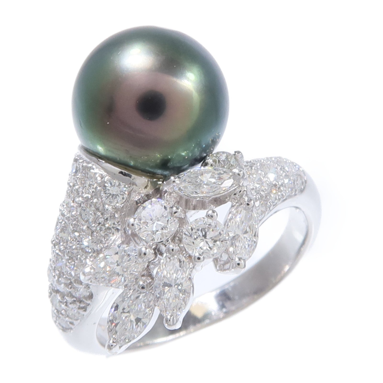 JEWELRY 18K白金Pearl Diamond Ring珍珠/鑽石戒指