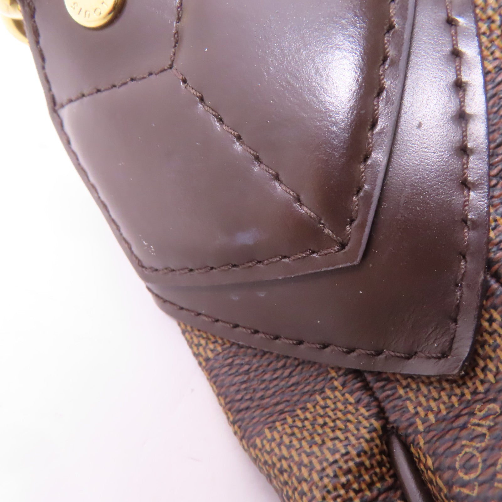 LOUIS VUITTON Damier Evora MM金扣手挽肩背兩用袋棕色