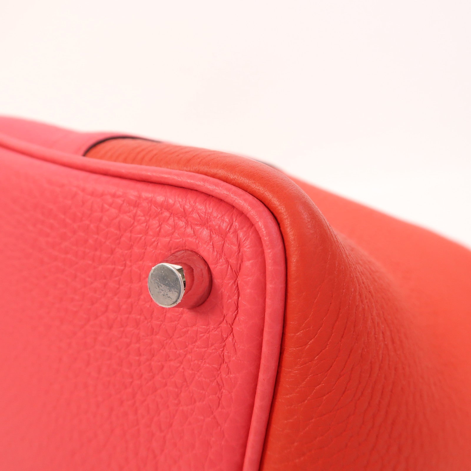 HERMES Clemence皮革Picotin PM銀扣手挽袋Rouge De Coeur/Rose Extreme/Bleu Zanzibar