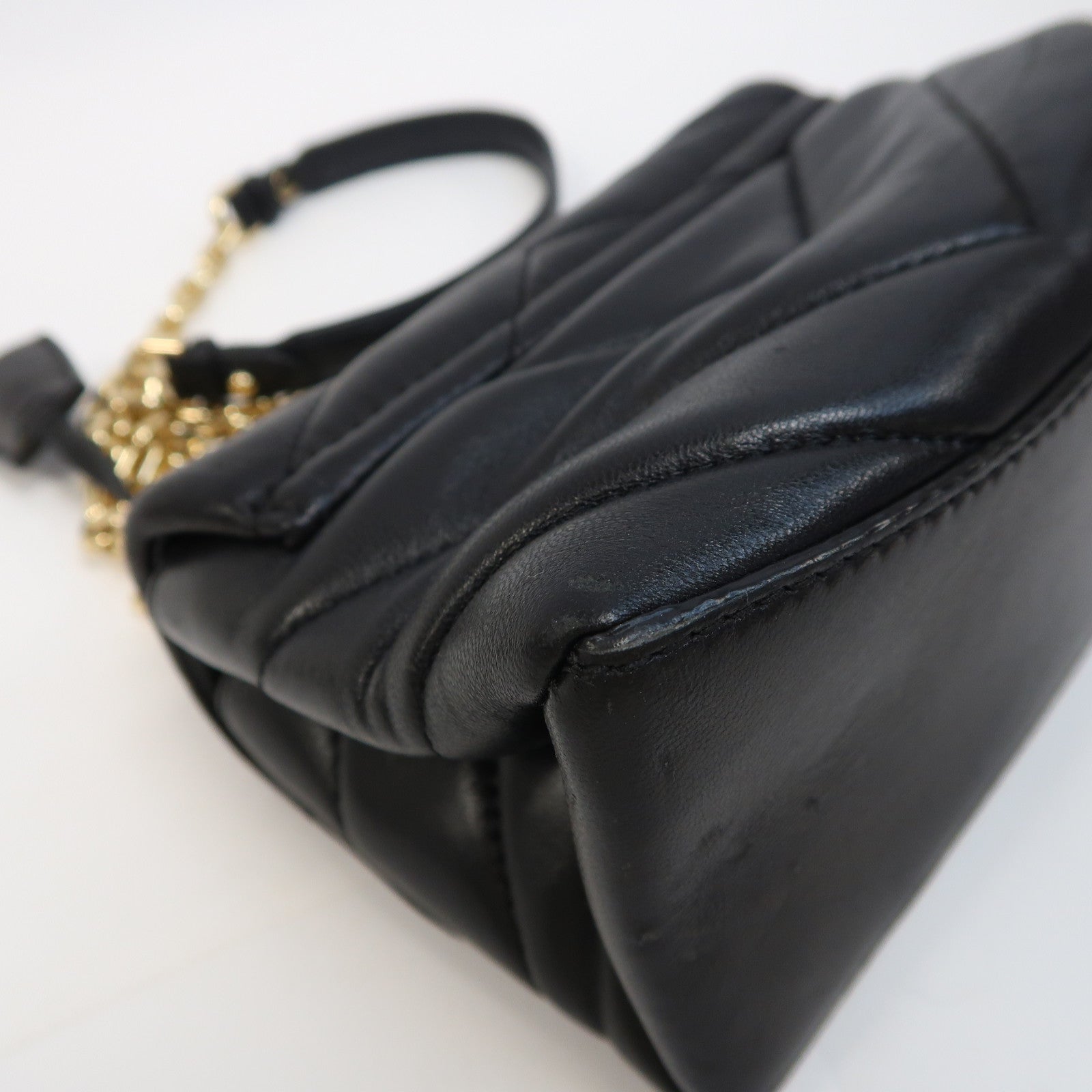 Michael Kors 牛皮皮革Chain Shoulder金扣鏈帶肩背袋黑色