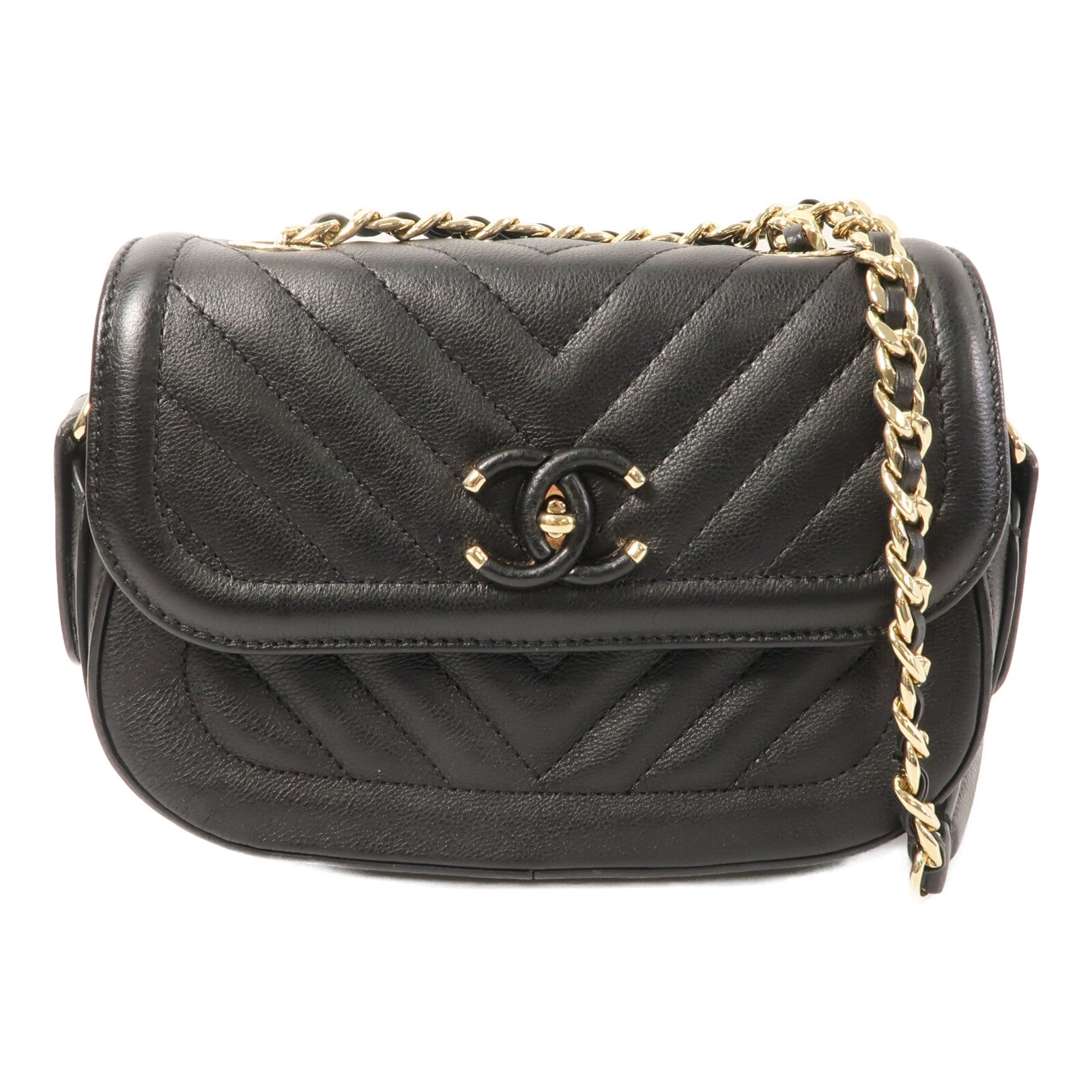 CHANEL 牛皮皮革Chain Shoulder鏈帶肩背袋