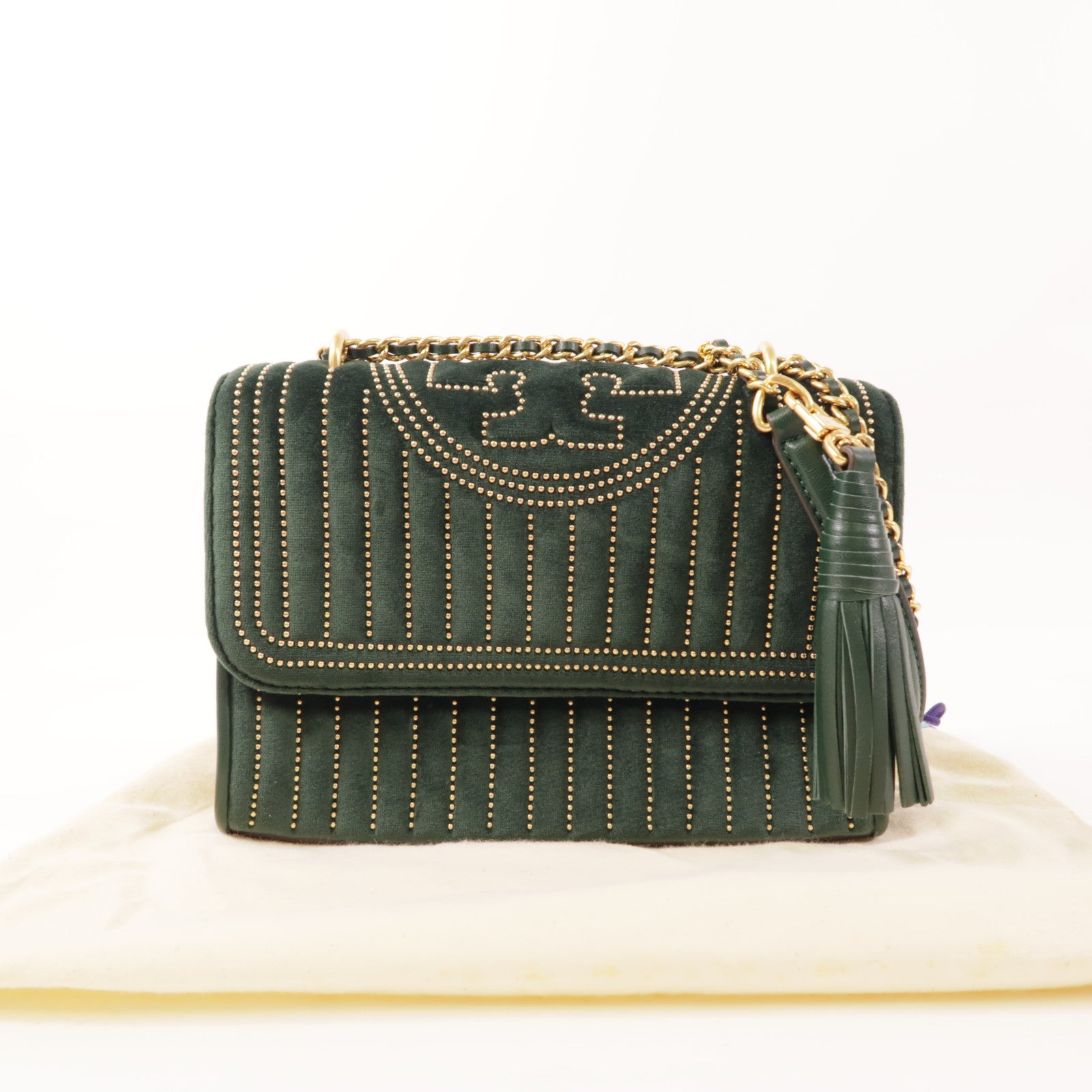 Tory Burch 天鵝絨Fleming Mini Stud金扣肩背袋