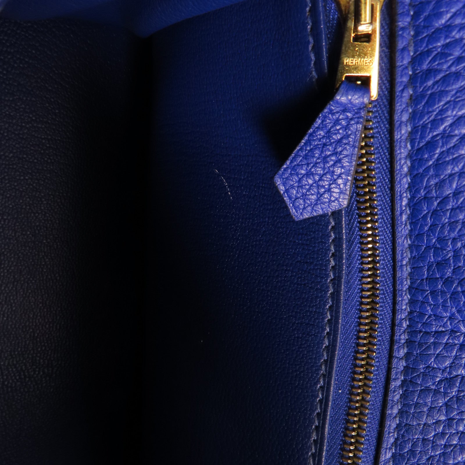 HERMES Clemence皮革Kelly 28金扣手挽肩背兩用袋71 Bleu France