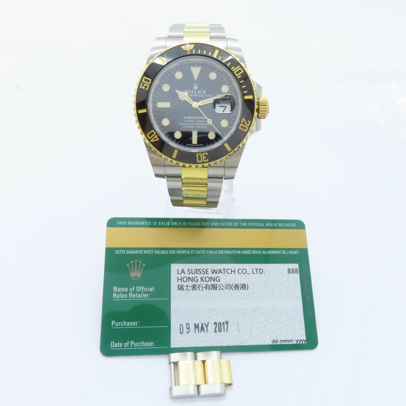 ROLEX Submarinar Date 18K黃金/不鏽鋼手錶自動機芯黑色