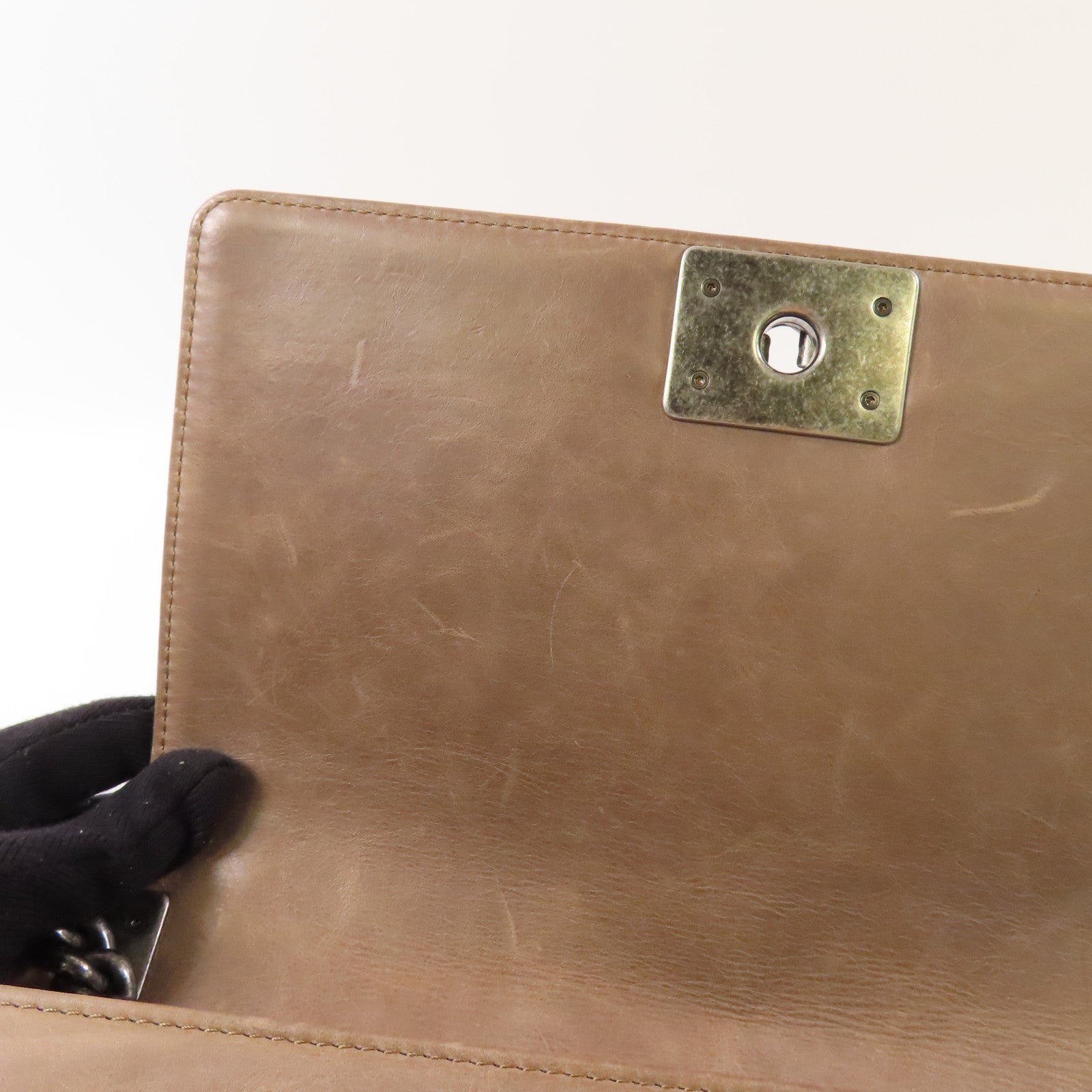 CHANEL 【激減優惠】牛皮皮革Boy 25銀扣鏈帶肩背袋