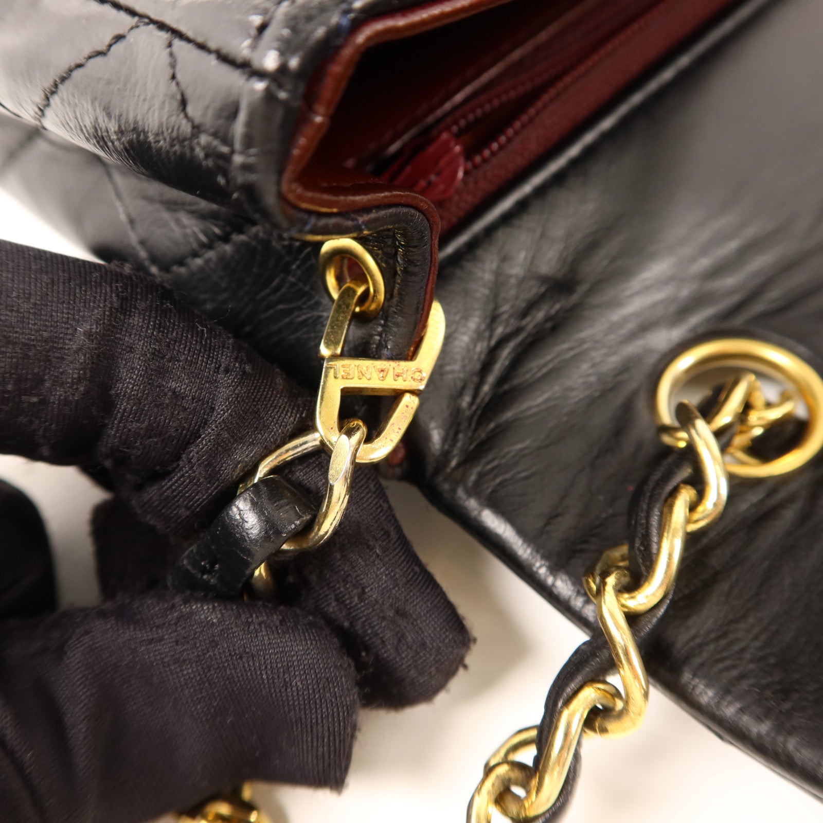 CHANEL 牛皮皮革Vintage Classic Flap Bag金扣鏈帶肩背袋