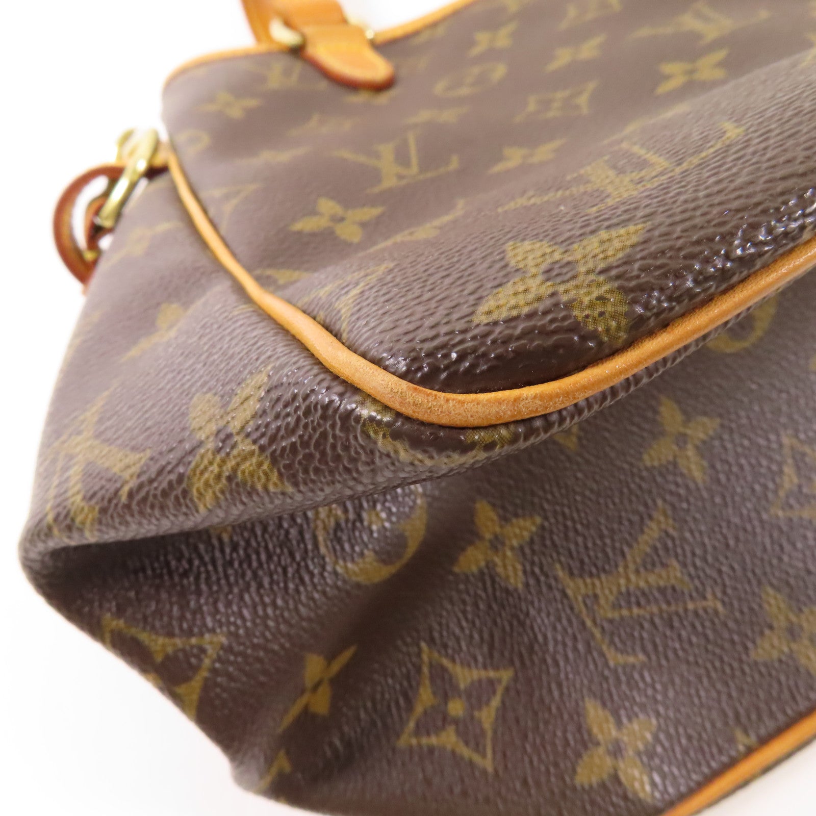 LOUIS VUITTON Monogram Batignolles金扣手挽袋棕色
