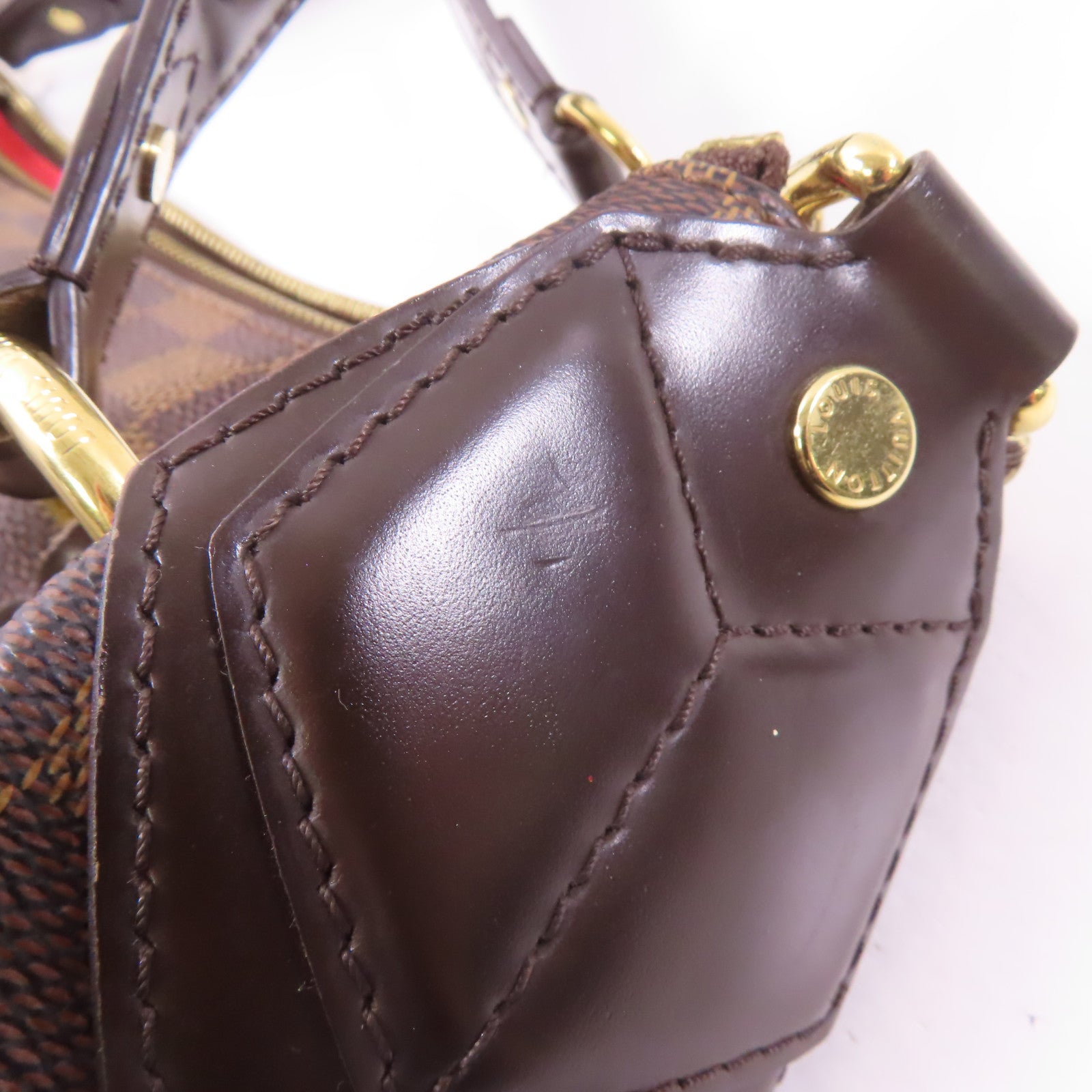 LOUIS VUITTON Damier Evora MM金扣手挽肩背兩用袋棕色