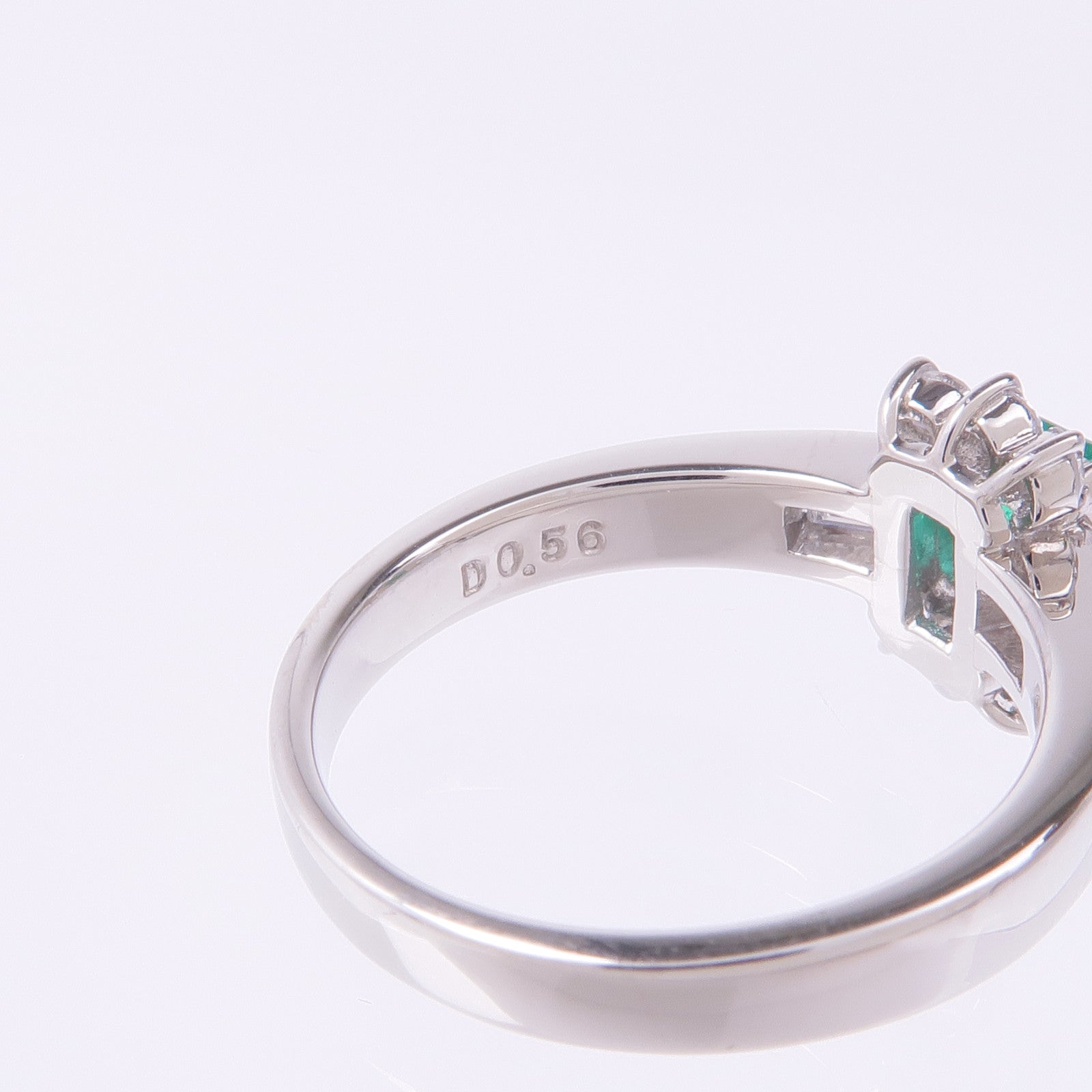 JEWELRY PT900鉑金Emerald Diamond Ring綠寶石/鑽石戒指US#5.75