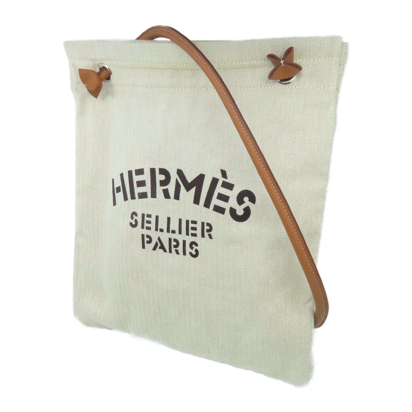 HERMES 【激減優惠】帆布Aline銀扣肩背袋米色