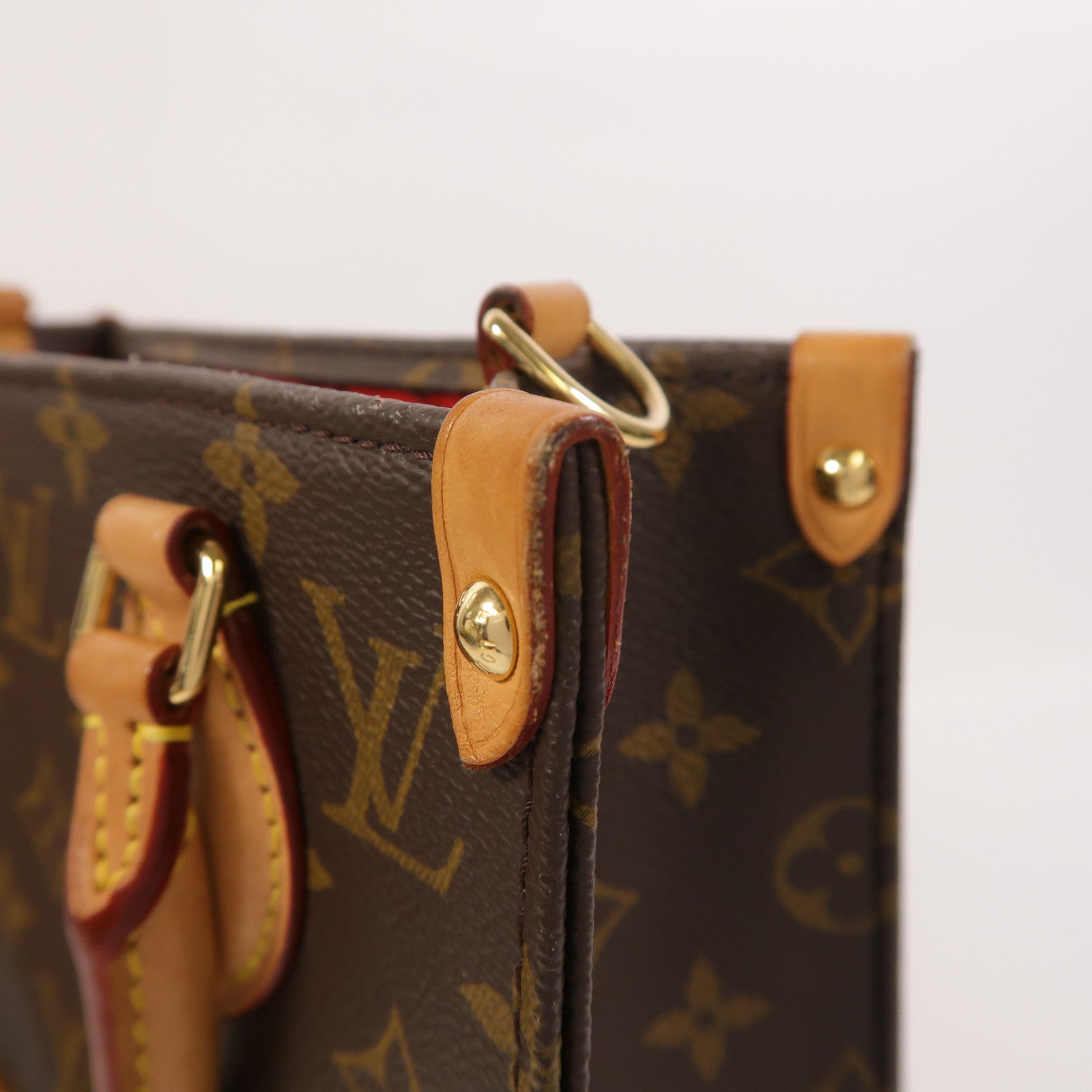 LOUIS VUITTON Monogram Sac Plat BB金扣手挽肩背兩用袋棕色