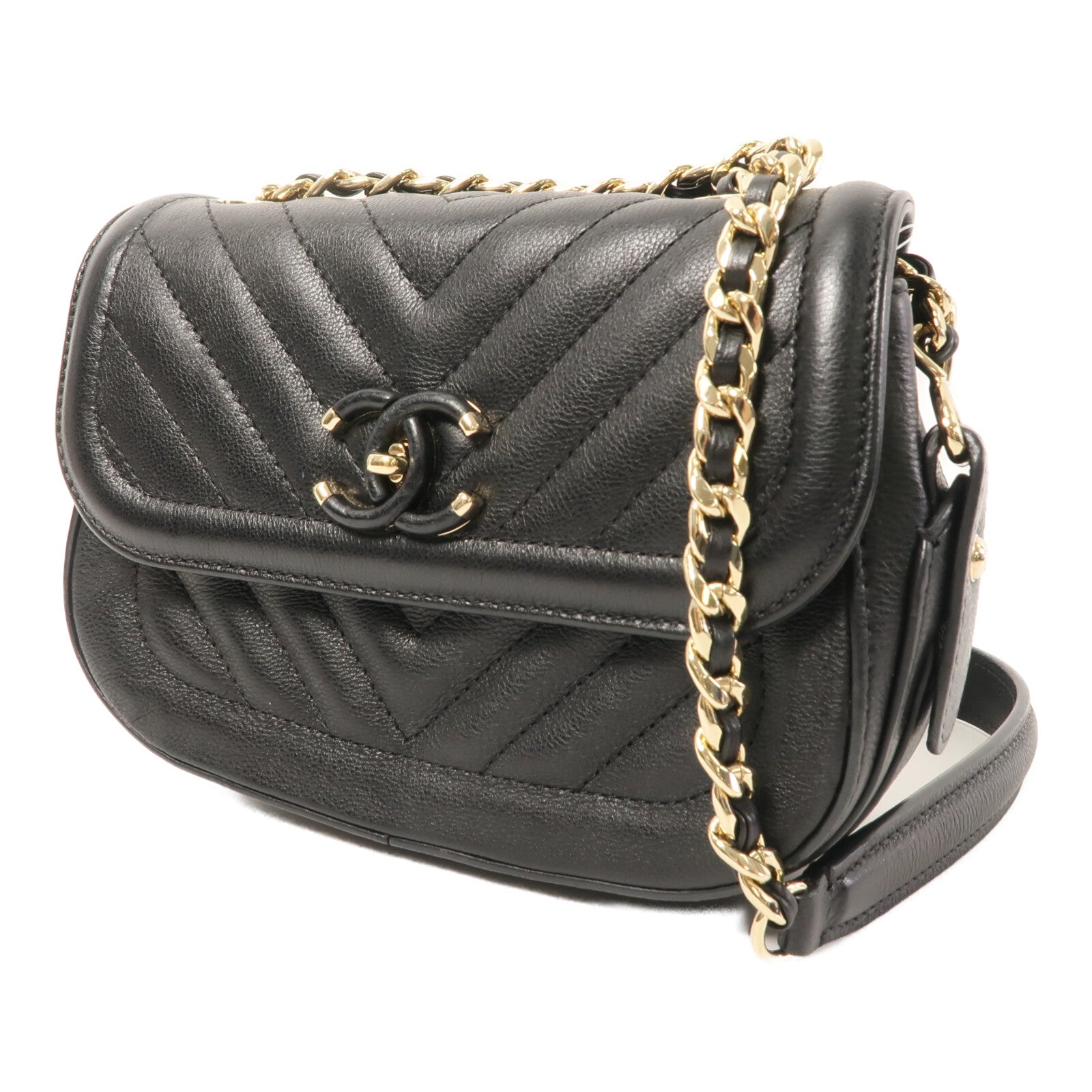 CHANEL 牛皮皮革Chain Shoulder鏈帶肩背袋