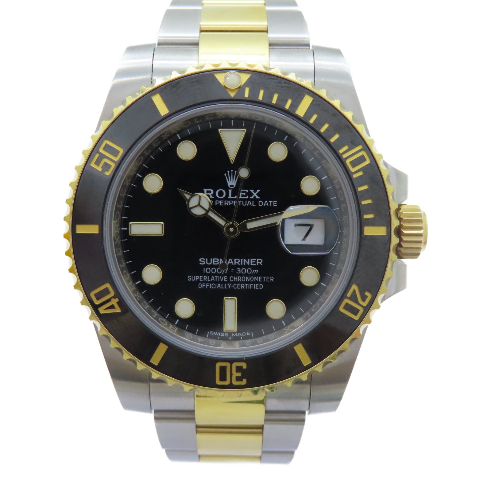 ROLEX Submarinar Date 18K黃金/不鏽鋼手錶自動機芯黑色