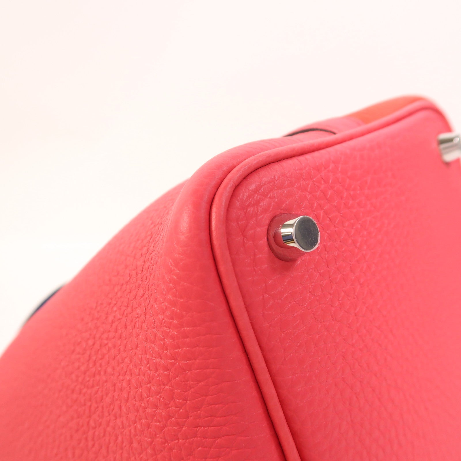 HERMES Clemence皮革Picotin PM銀扣手挽袋Rouge De Coeur/Rose Extreme/Bleu Zanzibar