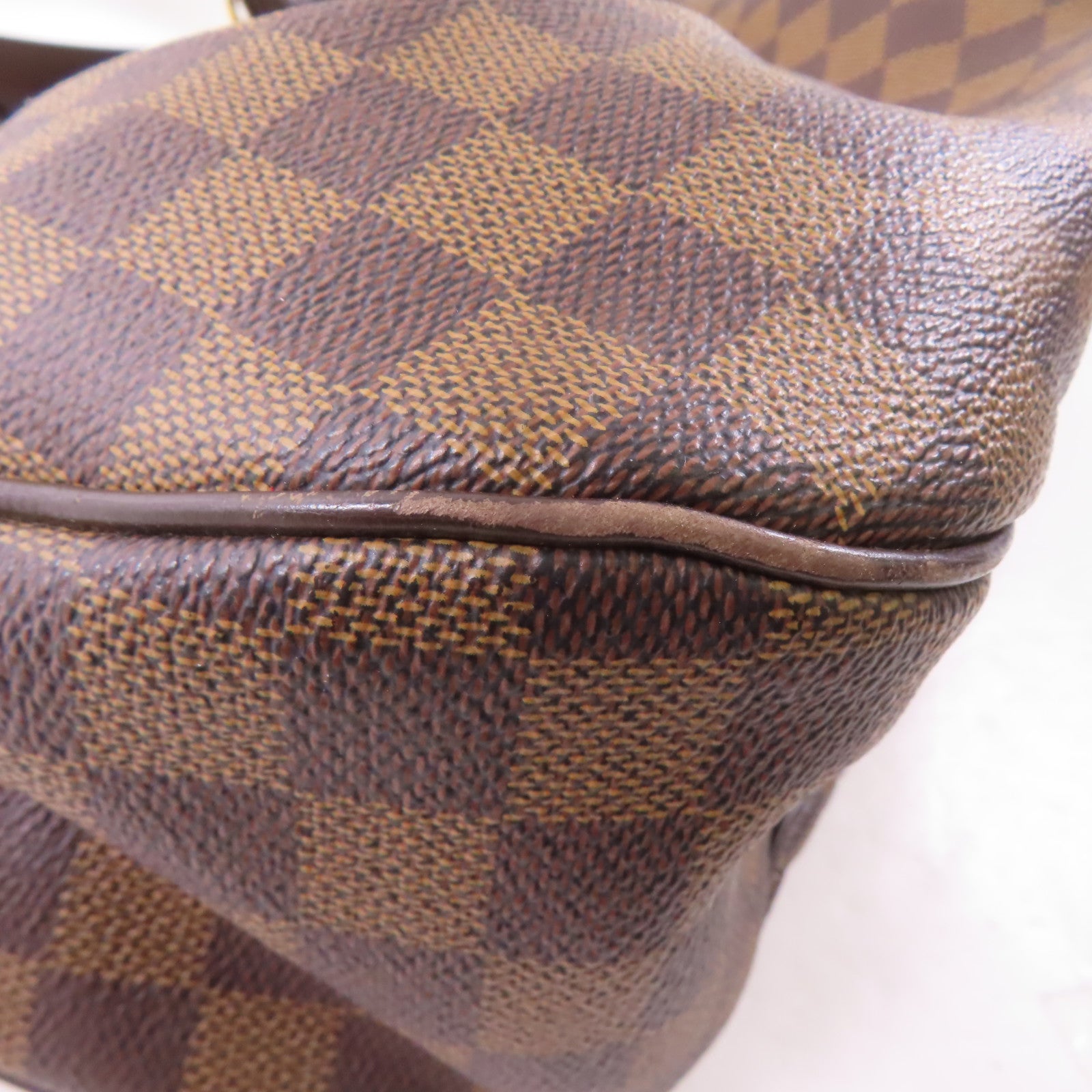 LOUIS VUITTON Damier Evora MM金扣手挽肩背兩用袋棕色