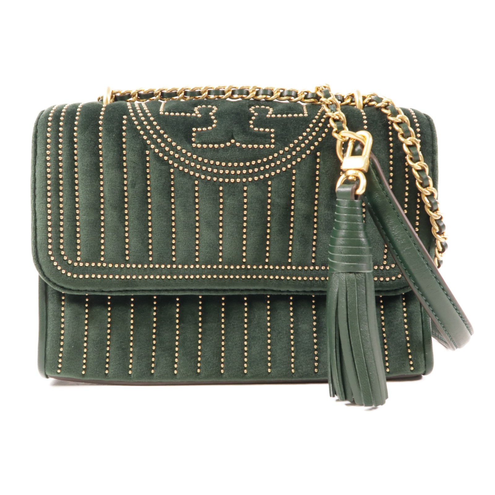 Tory Burch 天鵝絨Fleming Mini Stud金扣肩背袋