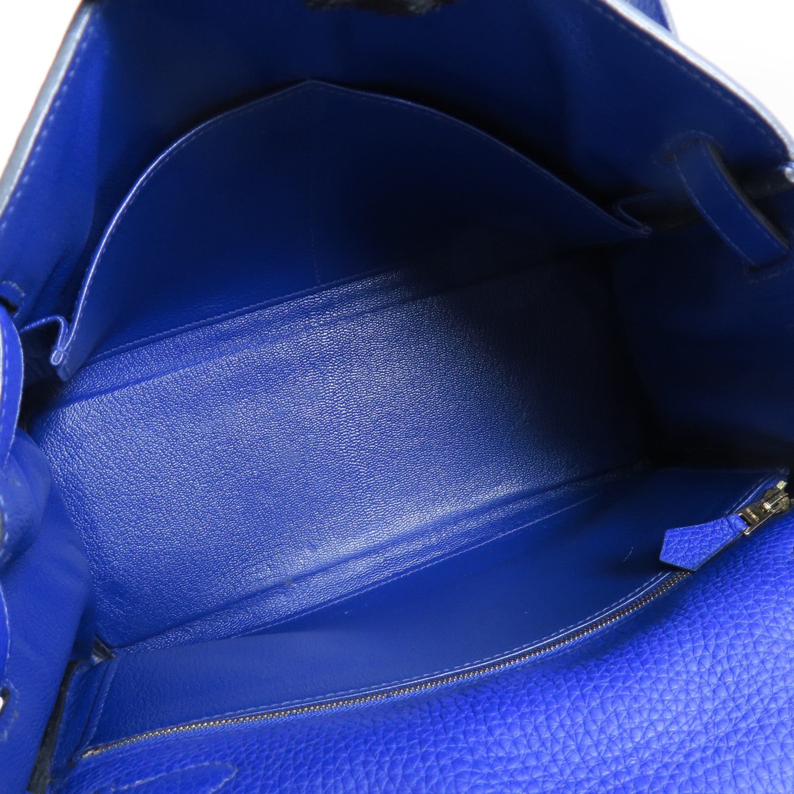 HERMES Clemence皮革Kelly 28金扣手挽肩背兩用袋71 Bleu France