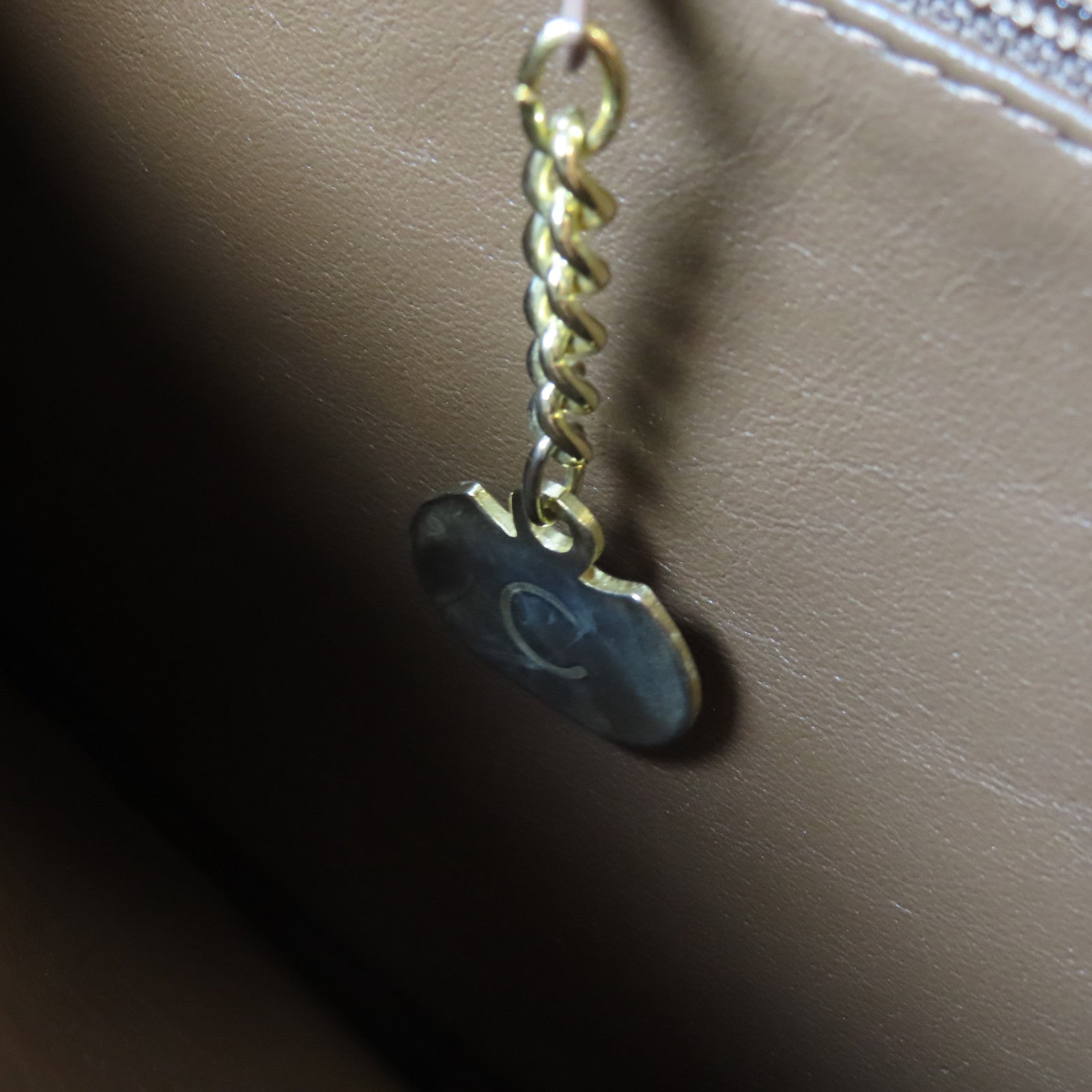CELINE 牛皮皮革Shoulder Bag金扣金扣肩背袋啡色
