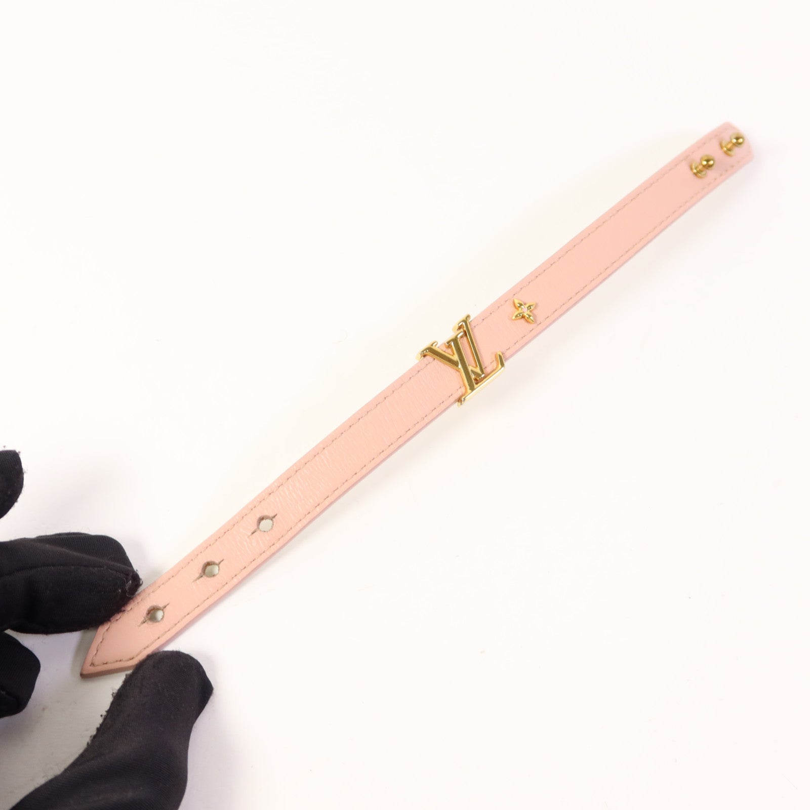 LOUIS VUITTON 牛皮皮革Bracelets金扣手鐲