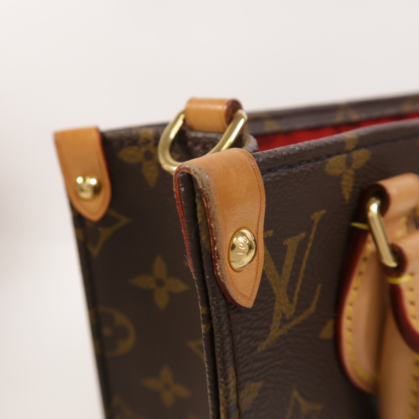 LOUIS VUITTON Monogram Sac Plat BB金扣手挽肩背兩用袋棕色