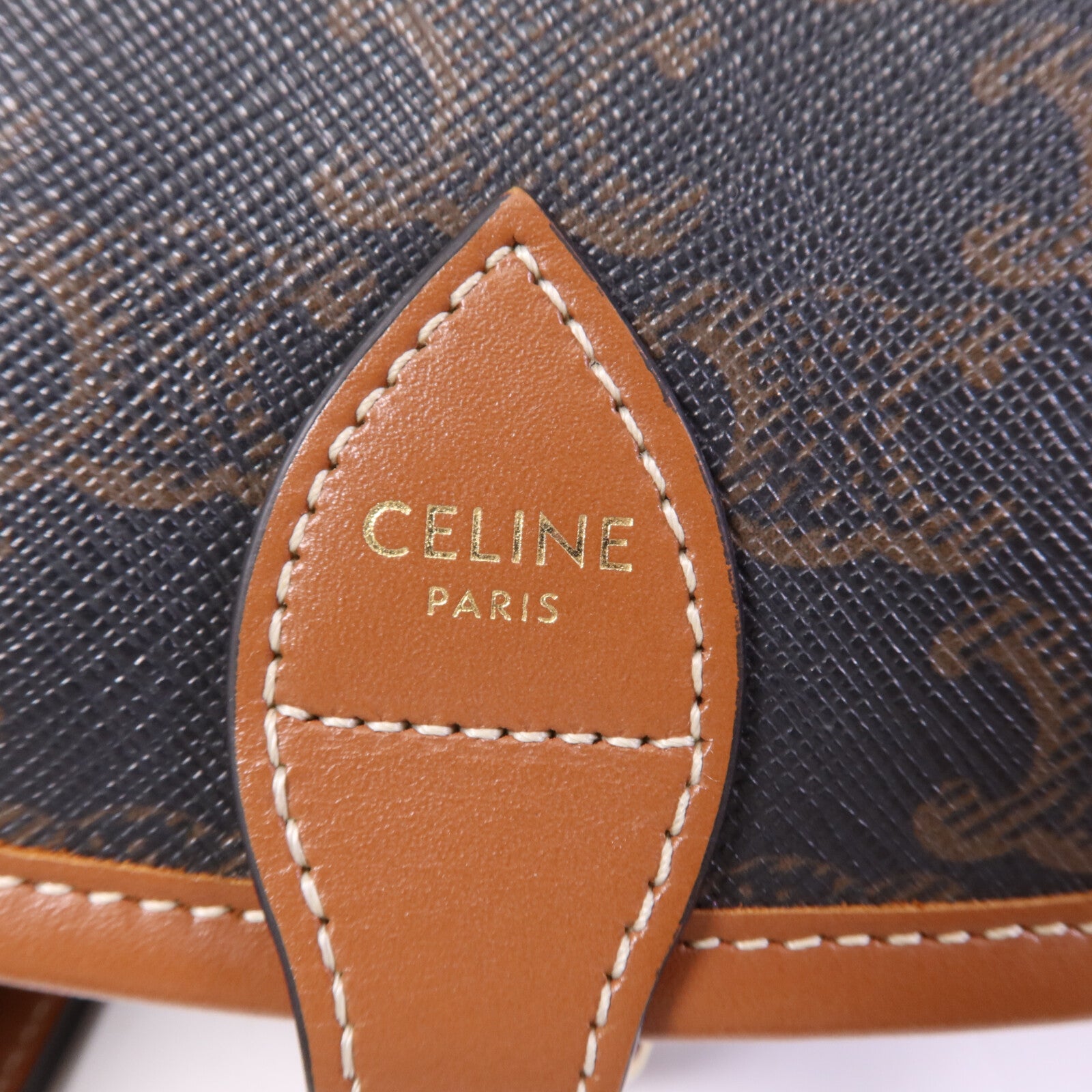 CELINE 塗層帆布Folco金扣肩背袋