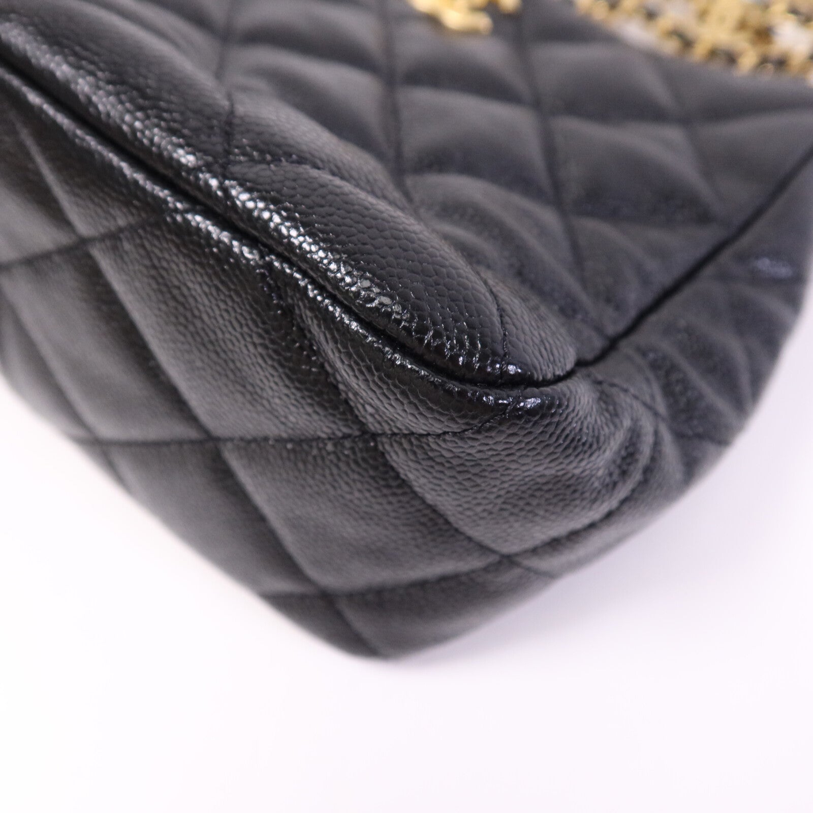 CHANEL 牛皮皮革Hobo Bag金扣鏈帶肩背袋