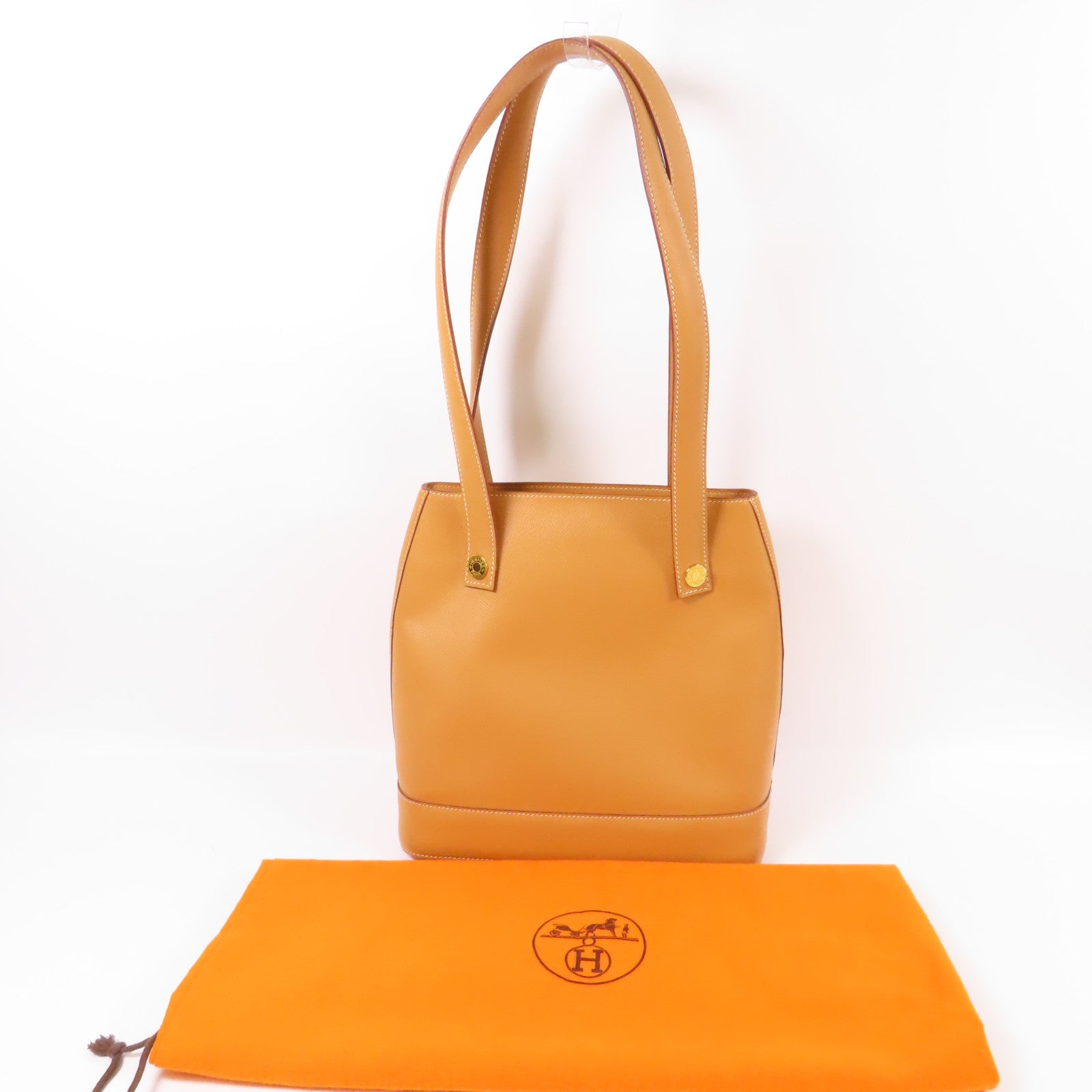 HERMES VGC皮革Sorbonne金扣肩背袋