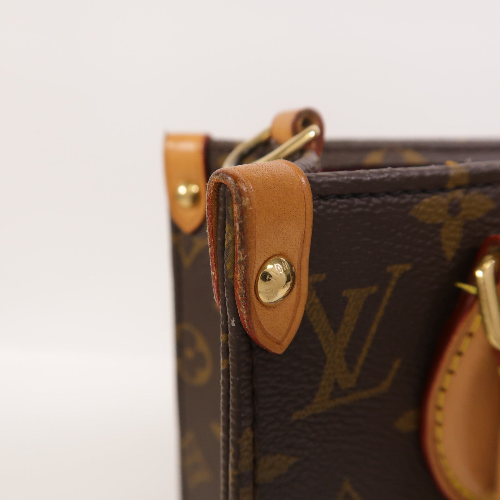 LOUIS VUITTON Monogram Sac Plat BB金扣手挽肩背兩用袋棕色