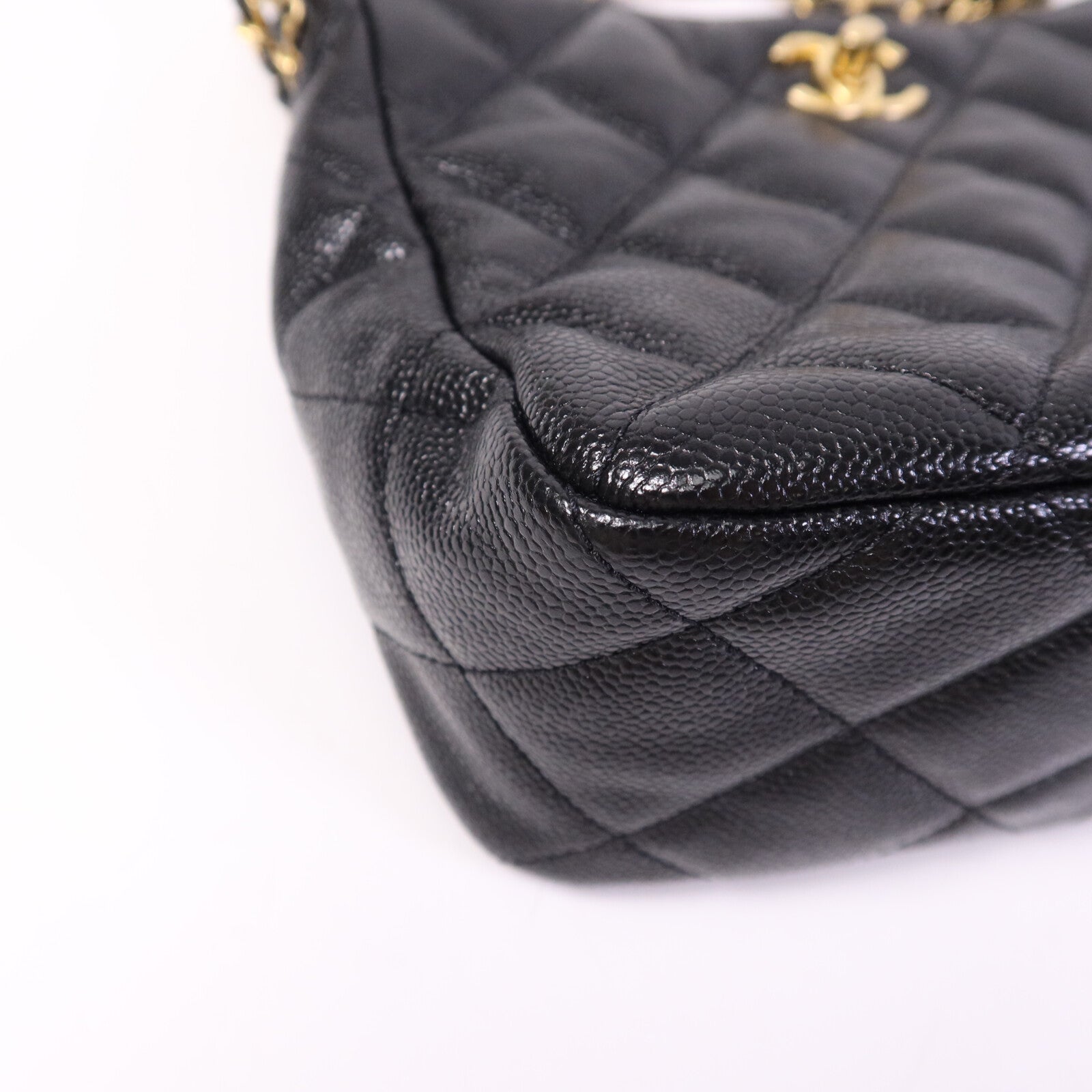 CHANEL 牛皮皮革Hobo Bag金扣鏈帶肩背袋