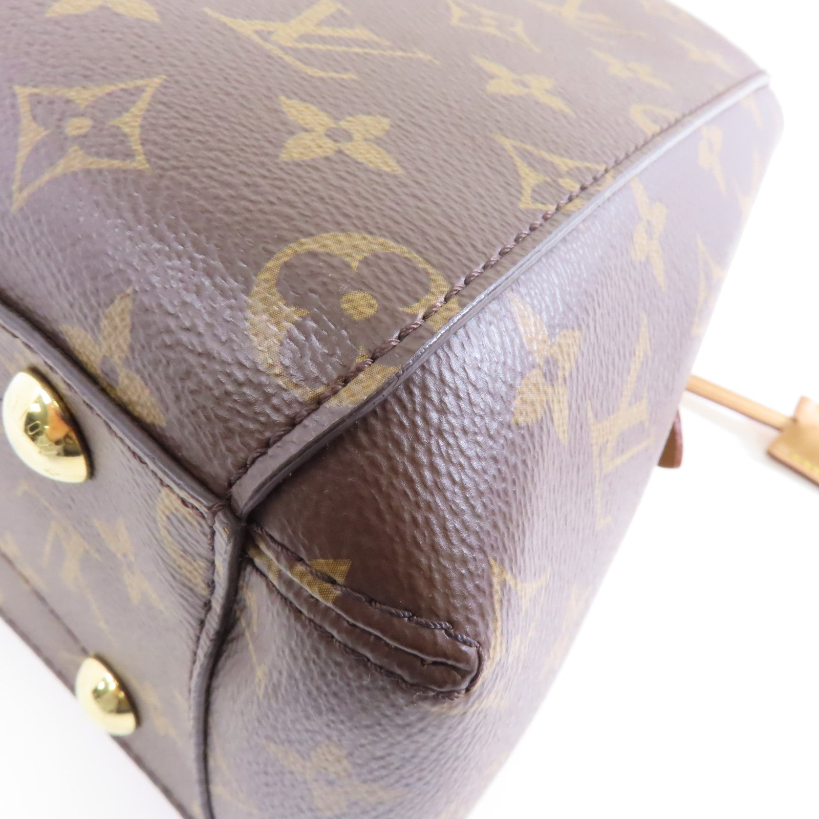 LOUIS VUITTON Monogram Montaigne BB金扣手挽肩背兩用袋啡色