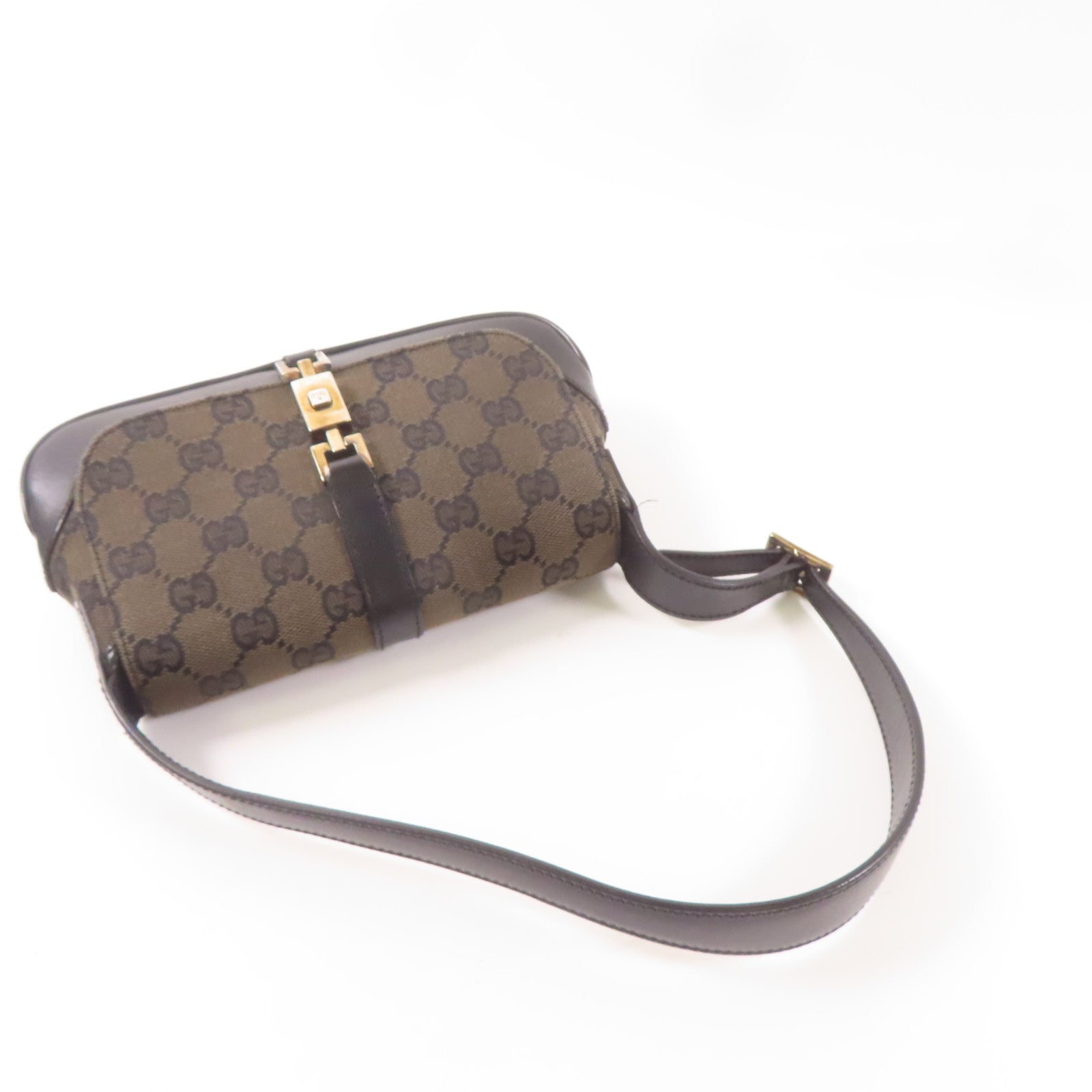 GUCCI 帆布/牛皮皮革Hand Bag肩背袋黑色/棕色