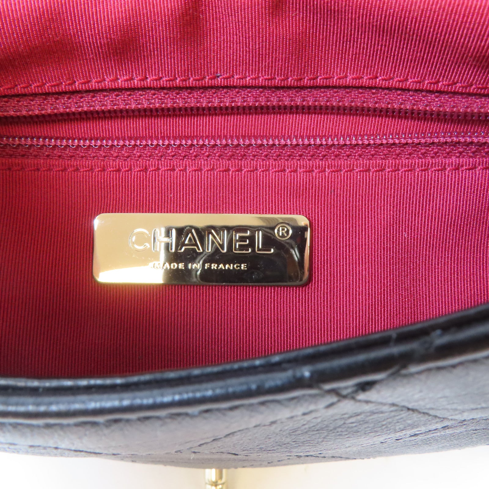 CHANEL 菱格牛皮皮革Chain Shoulder金扣鏈帶肩背袋黑色