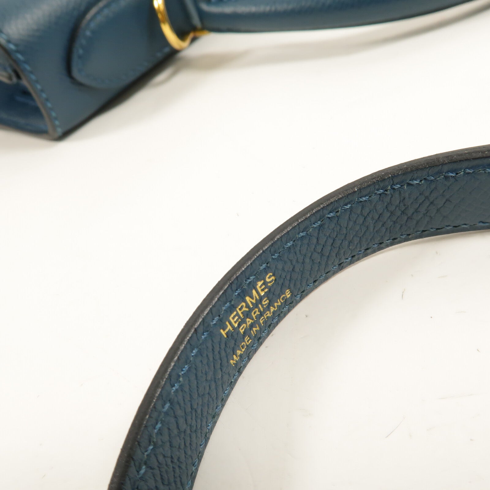 HERMES Epsom皮革Kelly 28手挽肩背兩用袋Bleu Colvert