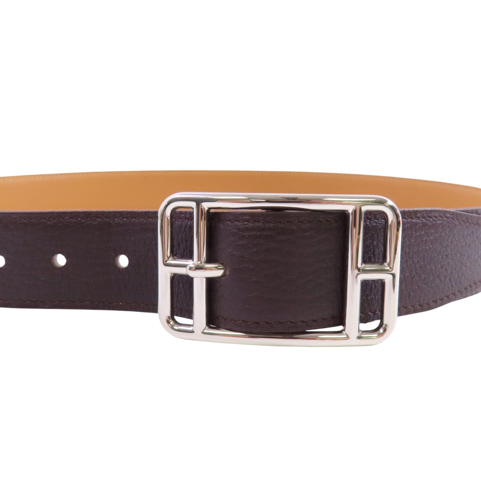 HERMES Clemence皮革Leather Belt銀扣皮帶