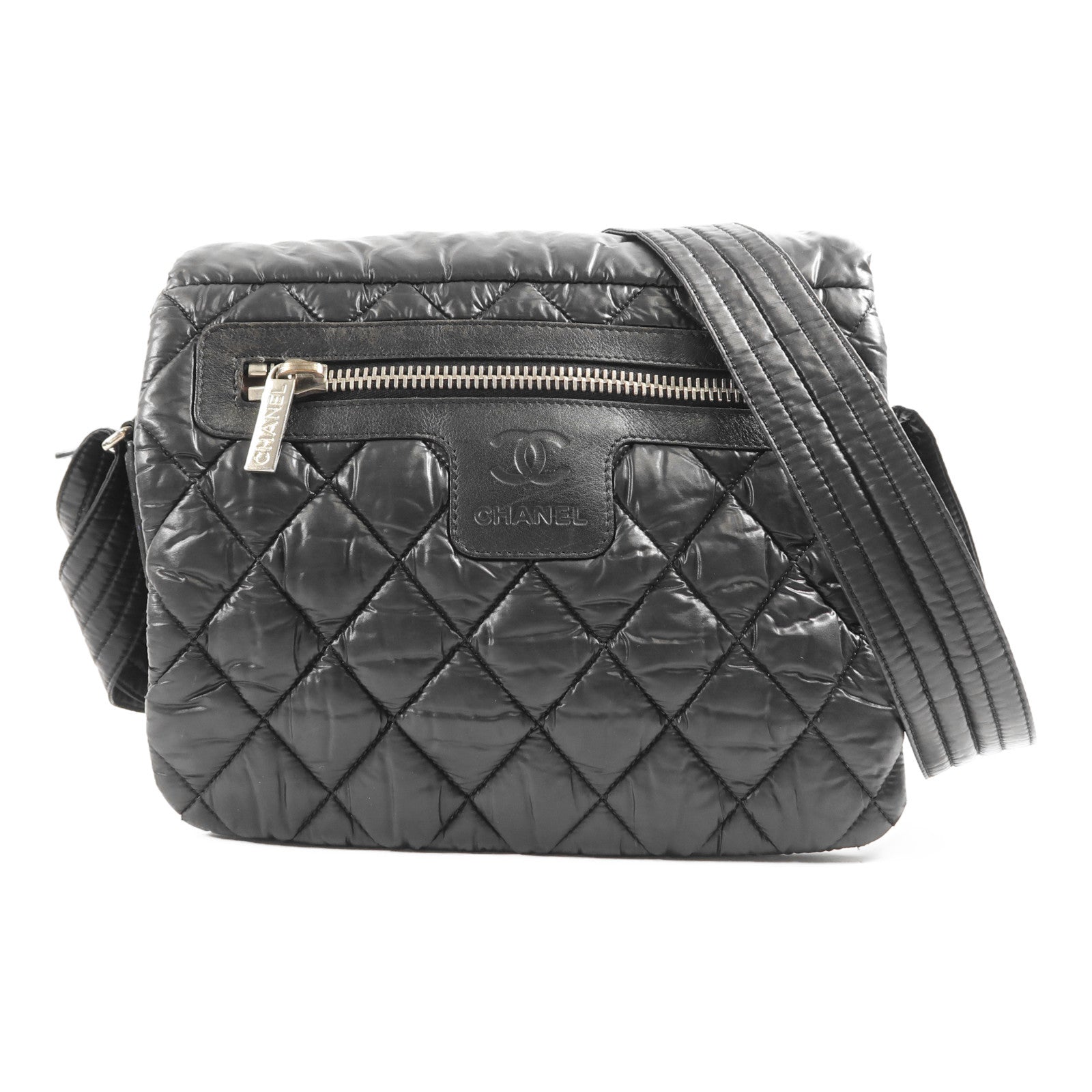 CHANEL 尼龍CoCo Cocoon銀扣肩背袋