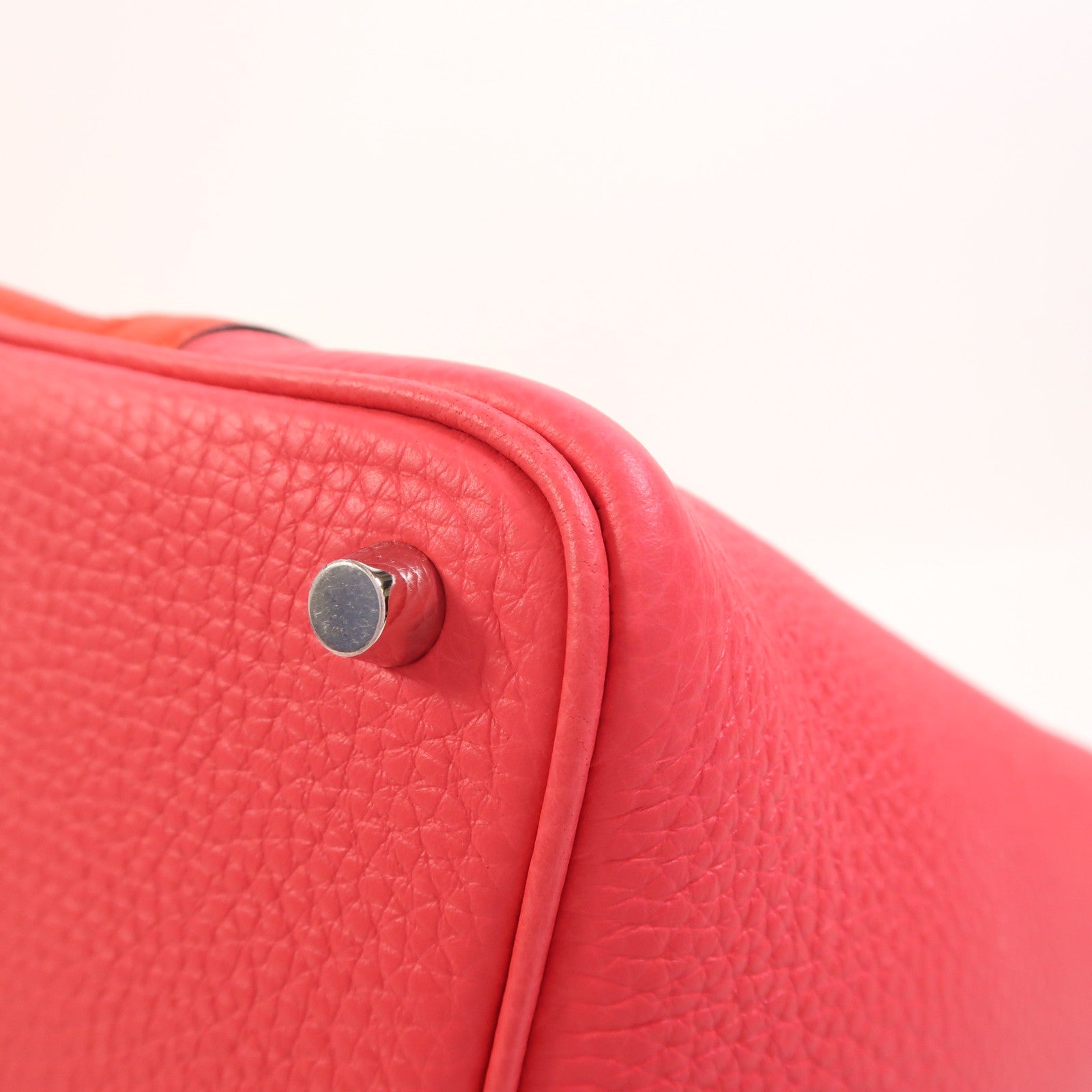 HERMES Clemence皮革Picotin PM銀扣手挽袋Rouge De Coeur/Rose Extreme/Bleu Zanzibar