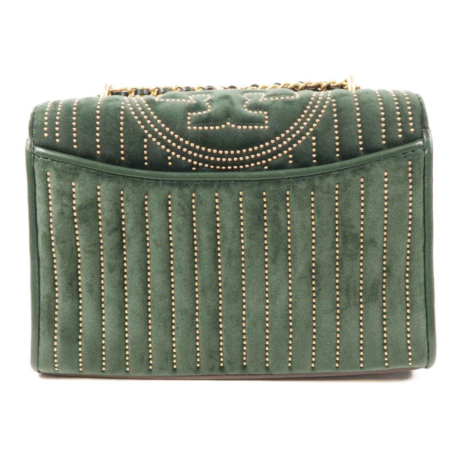 Tory Burch 天鵝絨Fleming Mini Stud金扣肩背袋