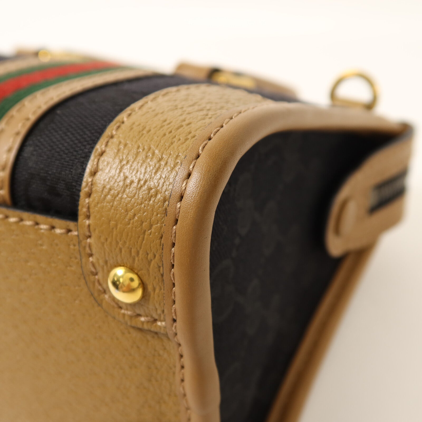 GUCCI 帆布/皮革Mini Top Handle金扣手挽肩背兩用袋