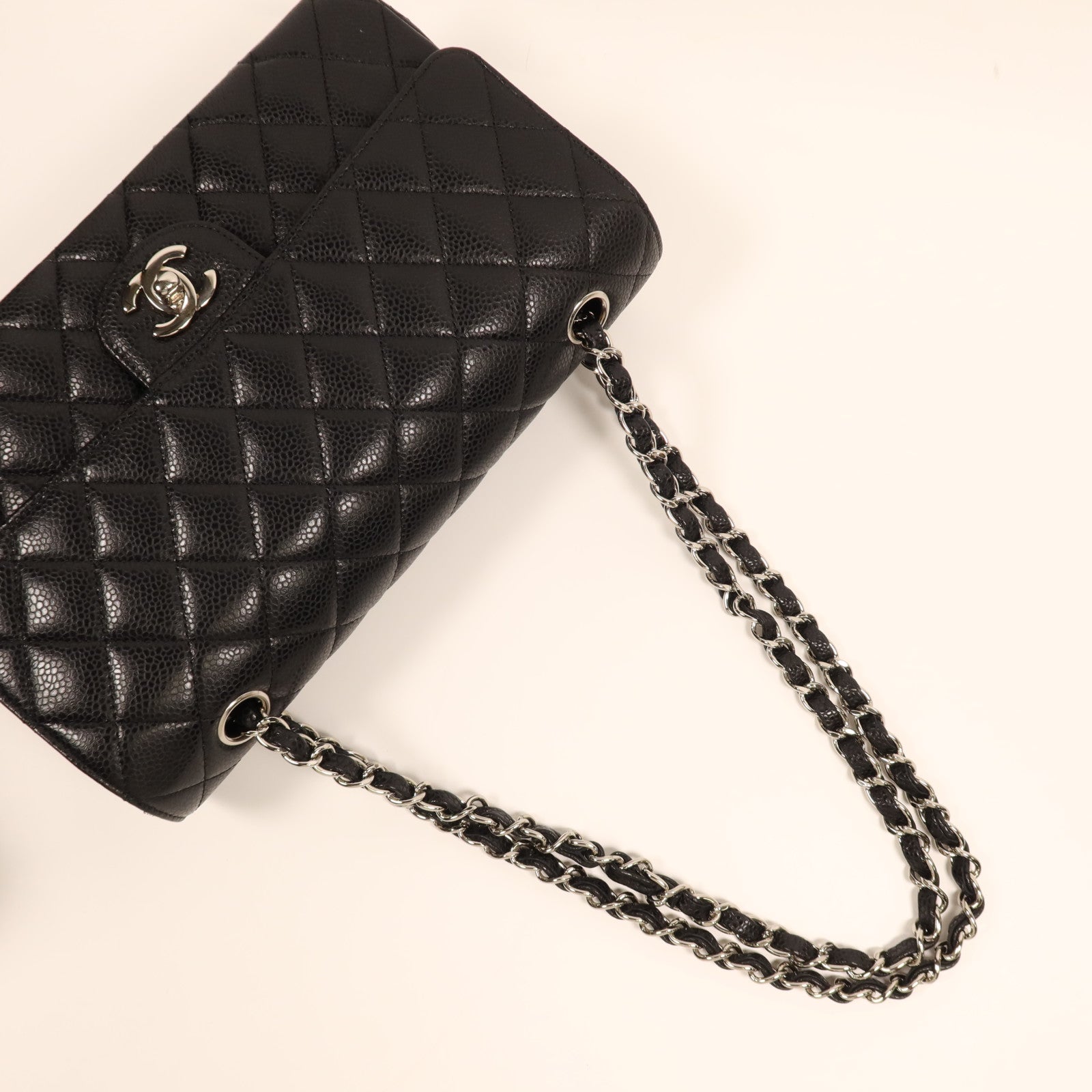 CHANEL 牛皮皮革Classic 25銀扣鏈帶肩背袋