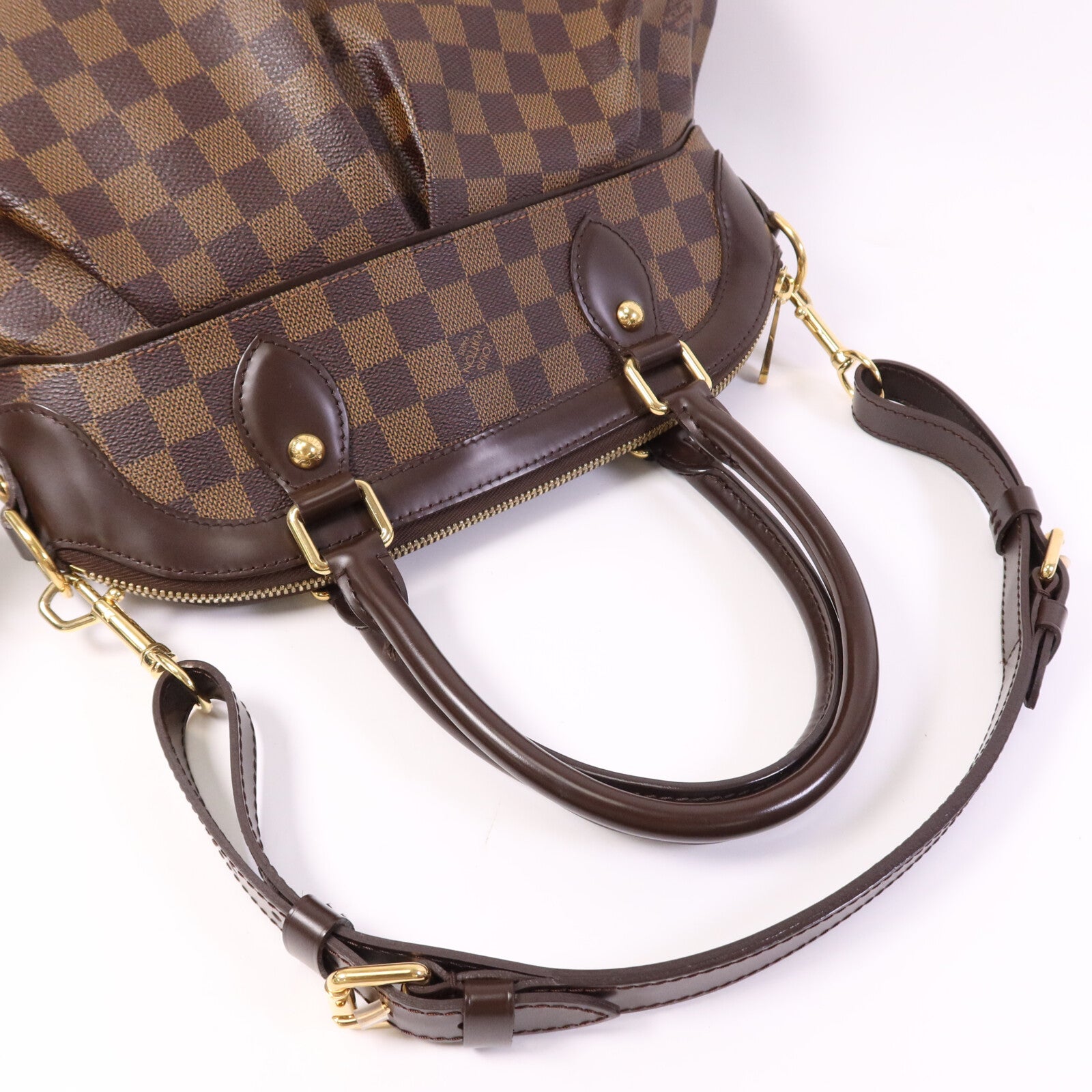 LOUIS VUITTON Damier Trevi金扣手挽肩背兩用袋