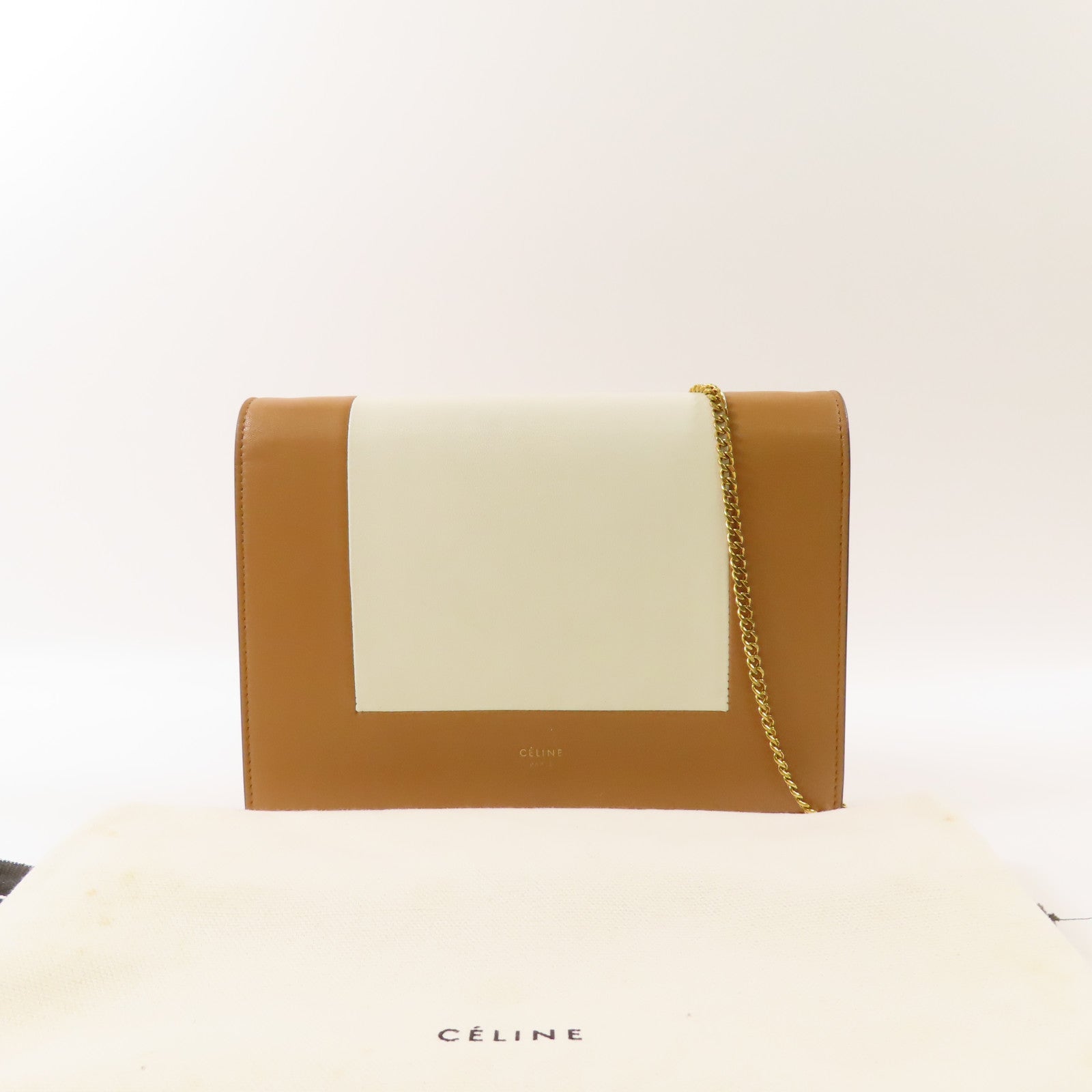 CELINE 牛皮皮革Frame Wallet On Strap金扣鏈帶肩背袋