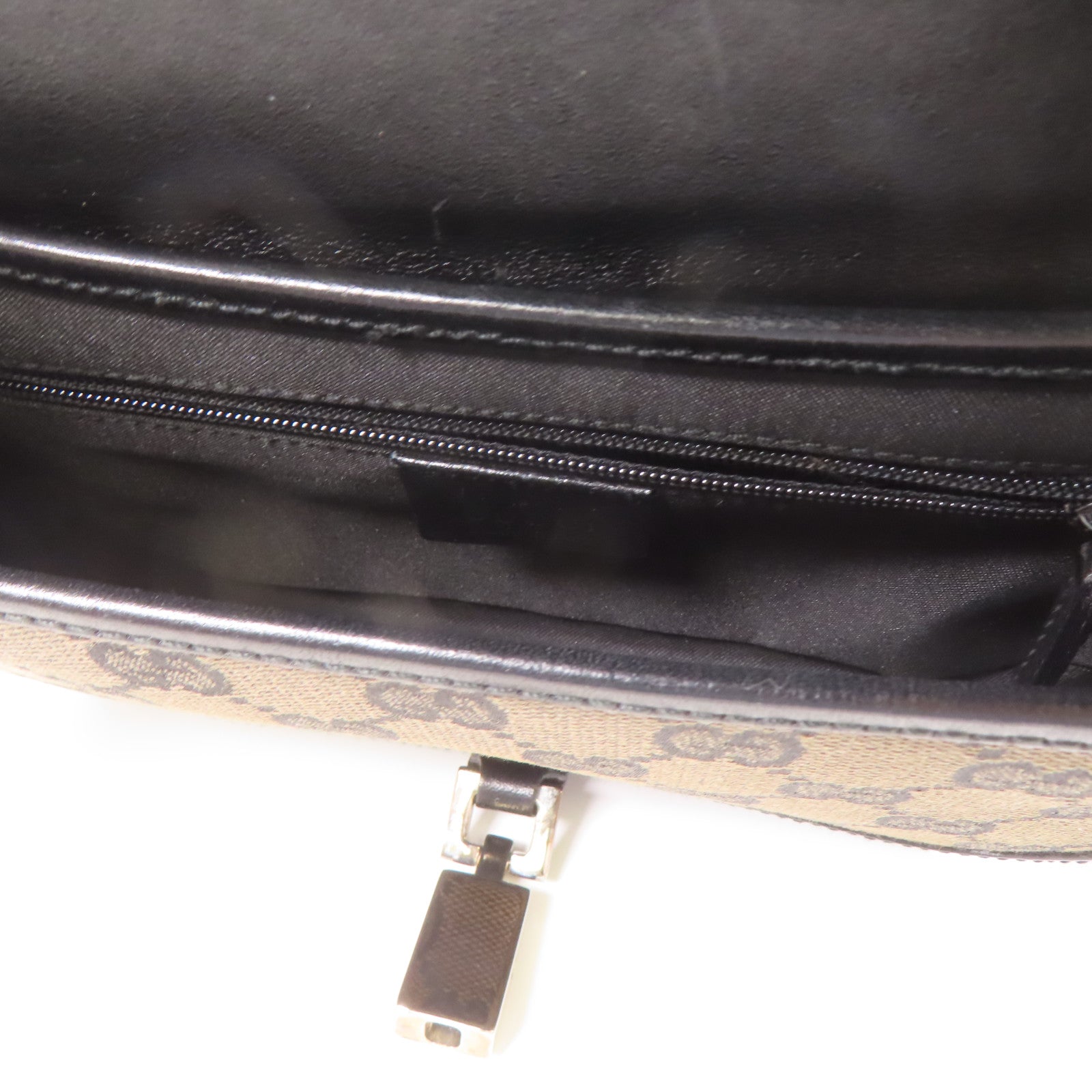 GUCCI 帆布/牛皮皮革Hand Bag肩背袋黑色/棕色