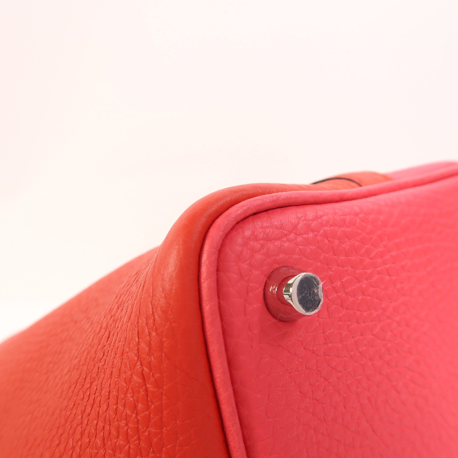 HERMES Clemence皮革Picotin PM銀扣手挽袋Rouge De Coeur/Rose Extreme/Bleu Zanzibar