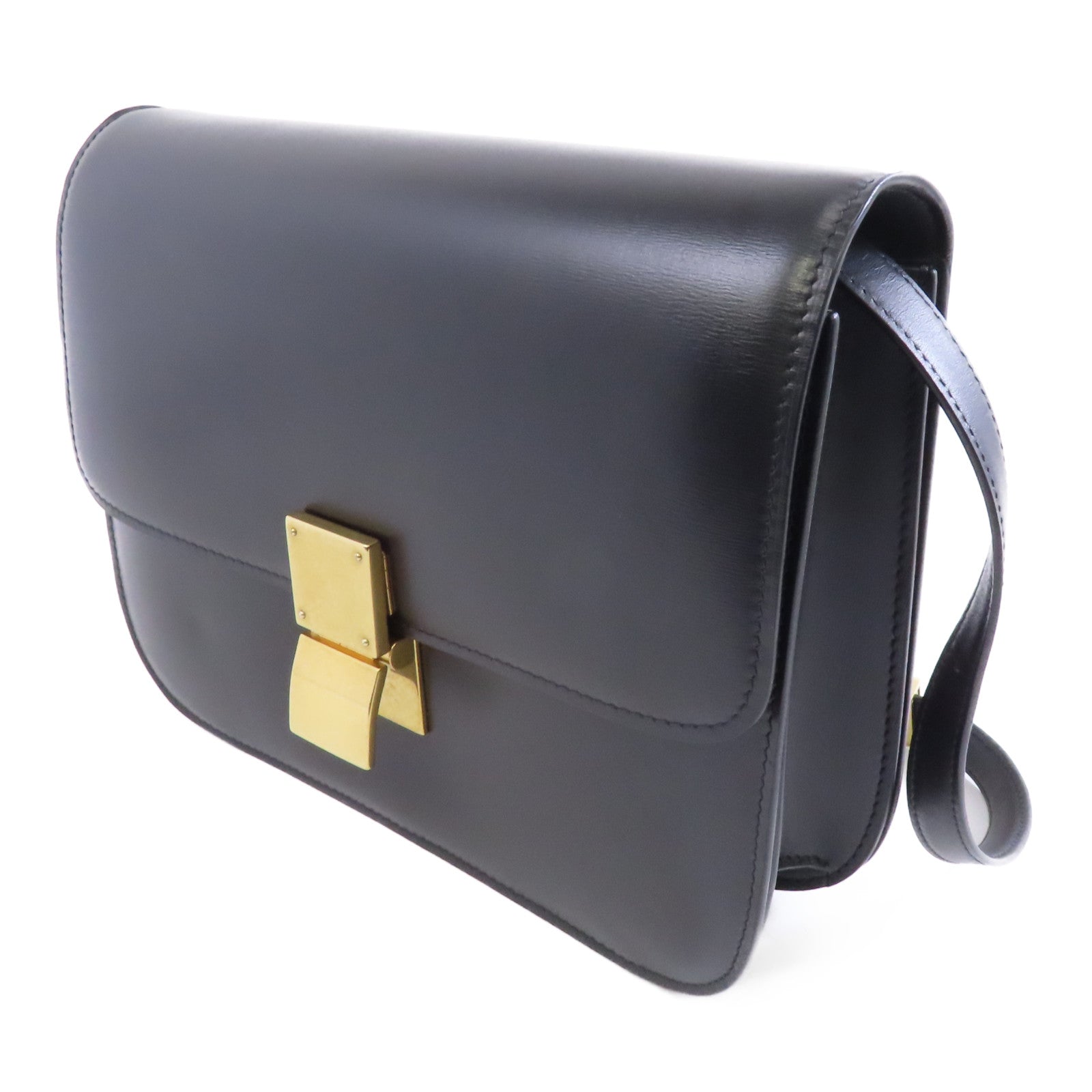 CELINE 牛皮皮革Classic Box金扣肩背袋黑色