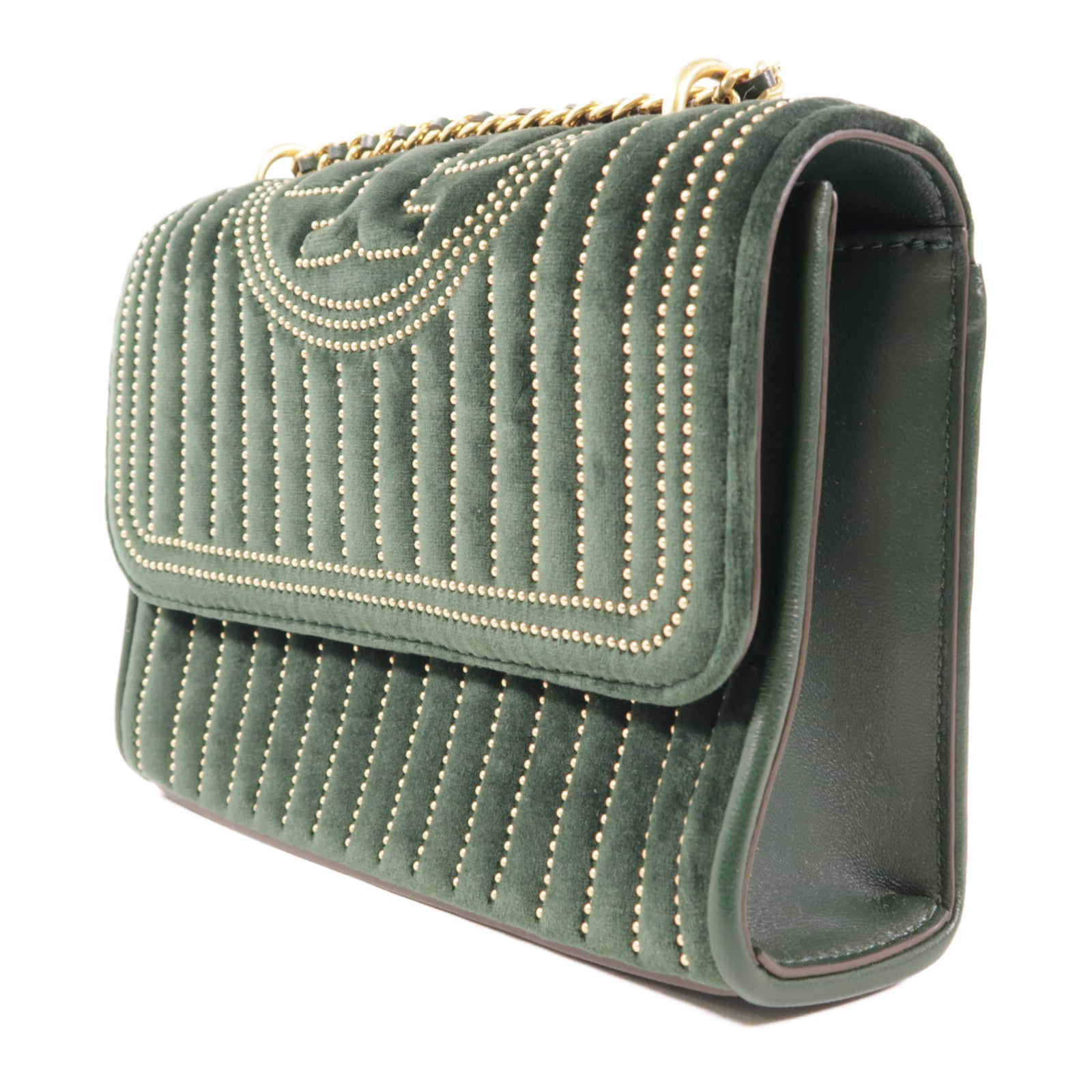 Tory Burch 天鵝絨Fleming Mini Stud金扣肩背袋