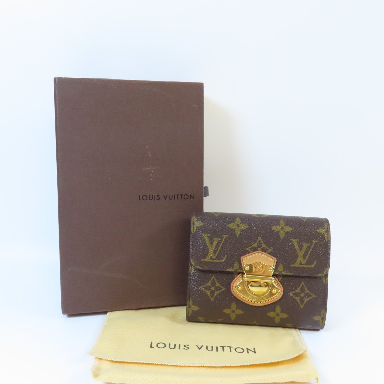 LOUIS VUITTON Monogram Joey Wallet金扣三摺短錢包啡色