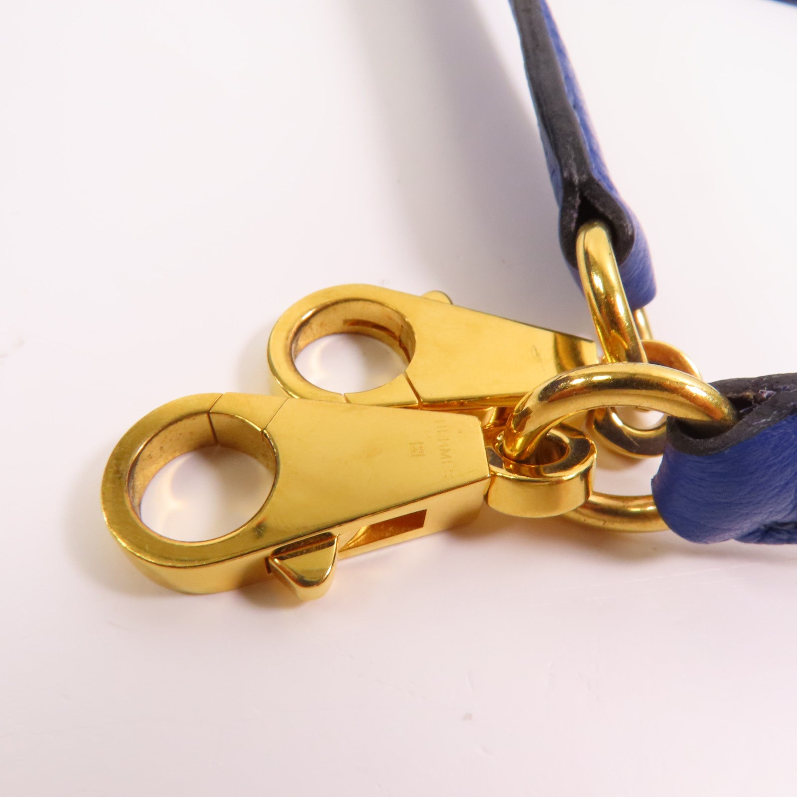 HERMES Clemence皮革Kelly 28金扣手挽肩背兩用袋71 Bleu France