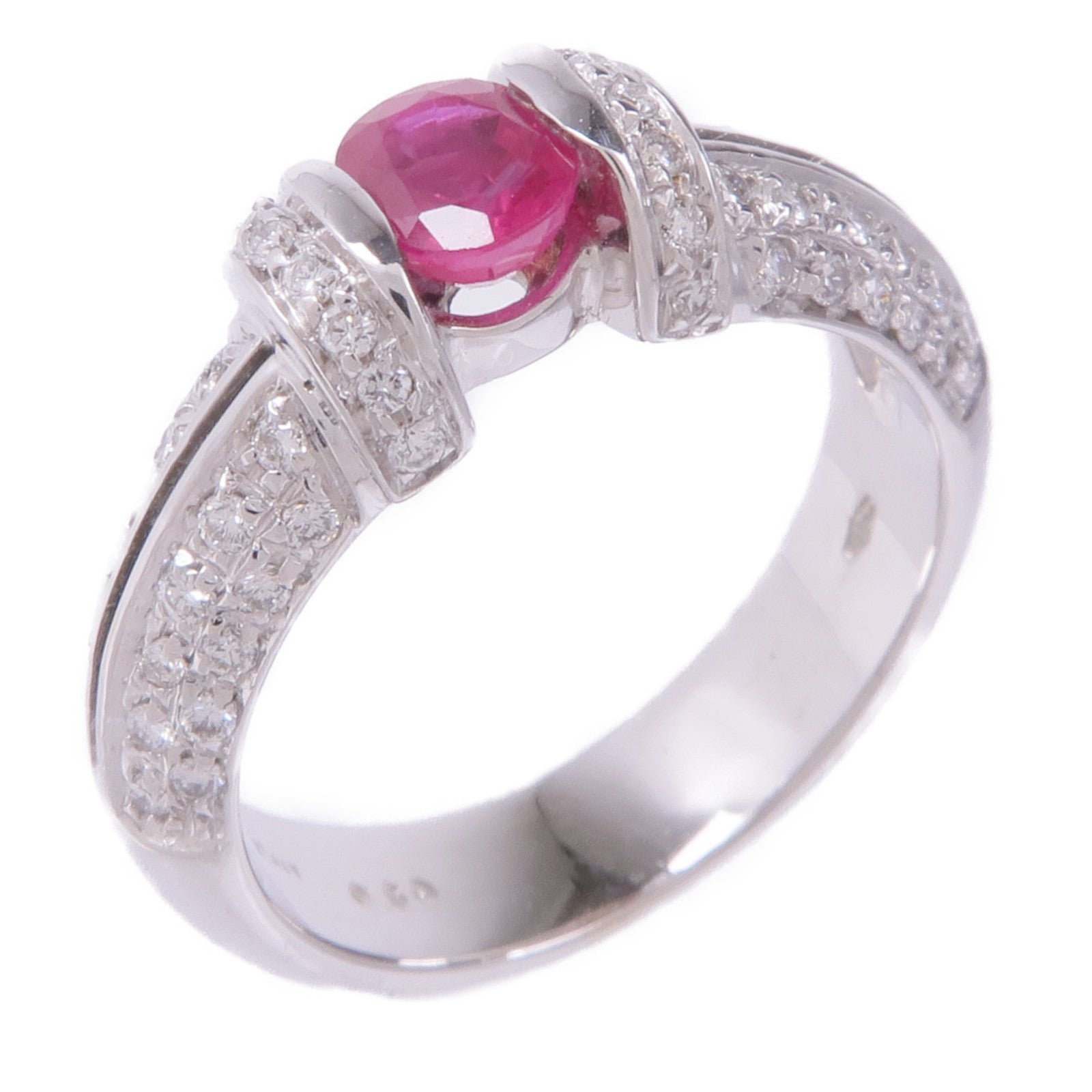 JEWELRY 【激減優惠】18K白金Ruby Diamond Ring紅寶石/鑽石戒指US#6