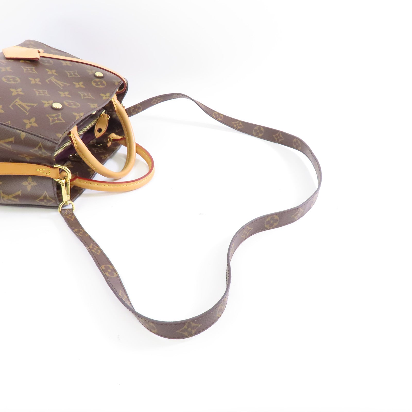 LOUIS VUITTON Monogram Montaigne BB金扣手挽肩背兩用袋啡色
