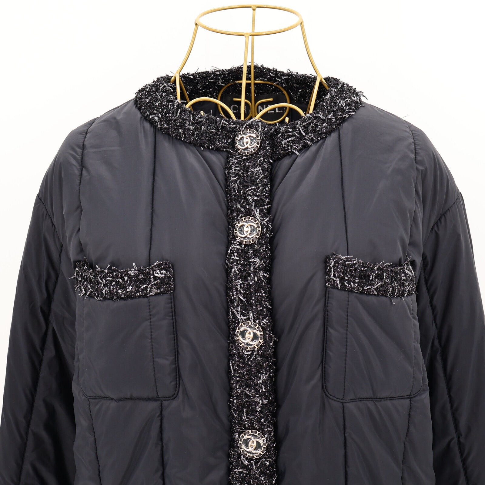 CHANEL Polyamide/Polyester CC Buttons Puffer Coat大衣